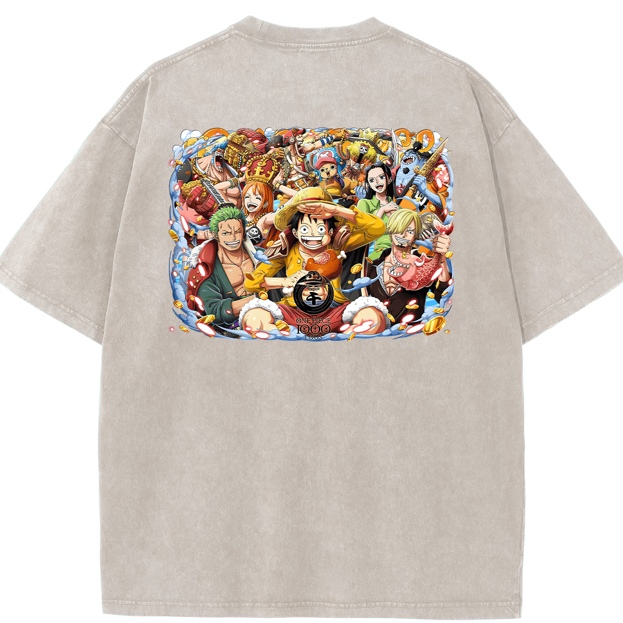 ワンピース モンキー・D・ルフィ ONE PIECE Monkey D. Luffy 綿100% ヴィンテージ風 半袖Tシャツ（背面プリント）