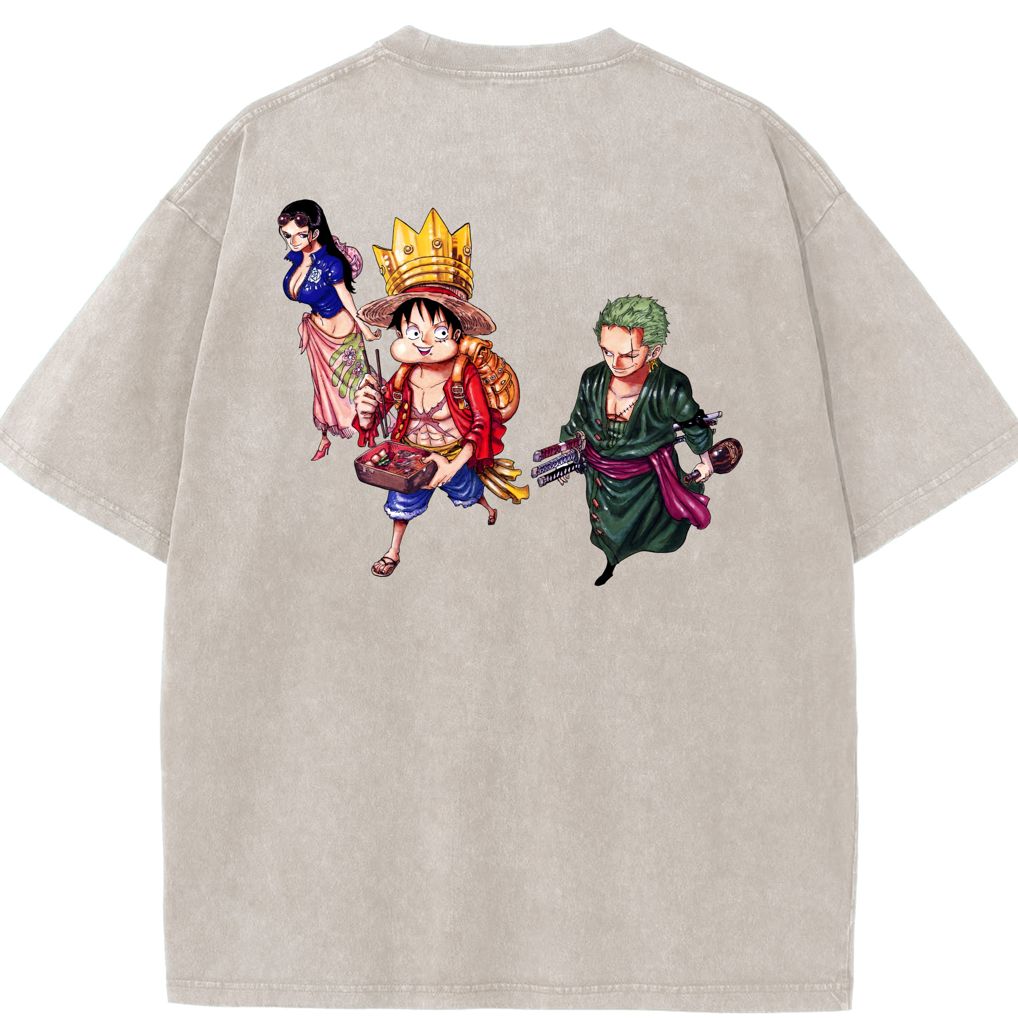 ワンピース モンキー・D・ルフィ ONE PIECE Monkey D. Luffy 綿100% ヴィンテージ風 半袖Tシャツ（背面プリント）