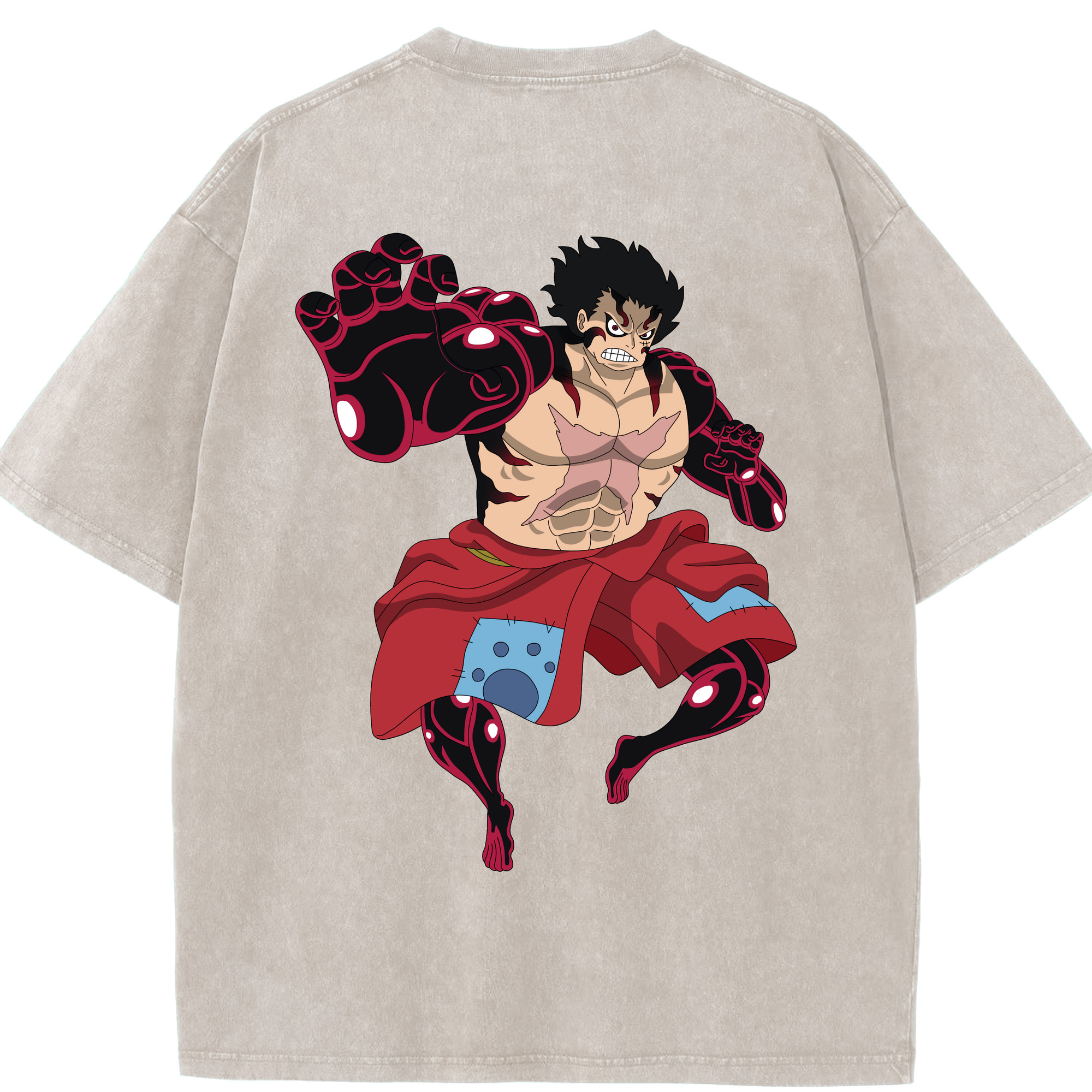 ワンピース モンキー・D・ルフィ ONE PIECE Monkey D. Luffy 綿100% ヴィンテージ風 半袖Tシャツ（背面プリント）