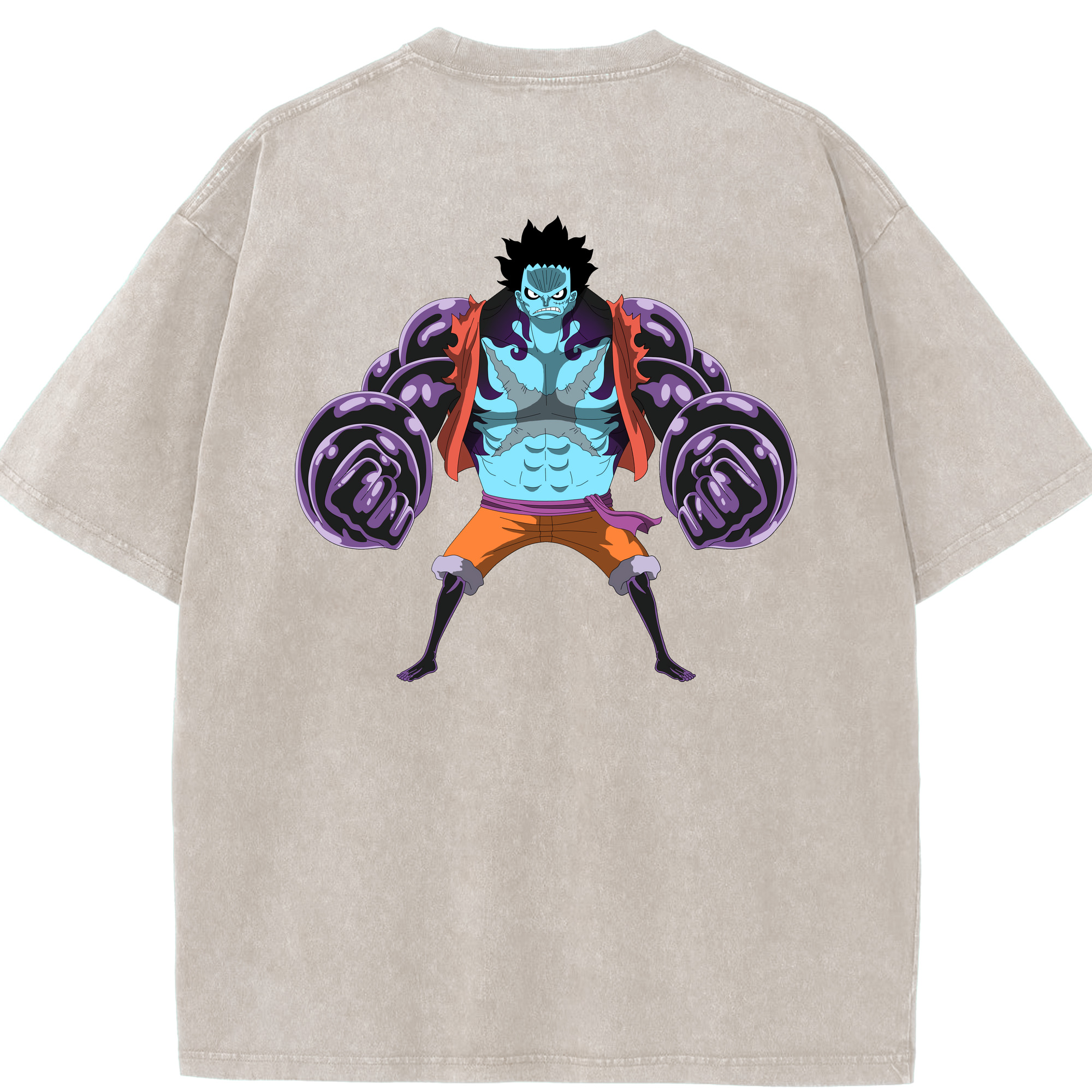 ワンピース モンキー・D・ルフィ ONE PIECE Monkey D. Luffy 綿100% ヴィンテージ風 半袖Tシャツ（背面プリント）