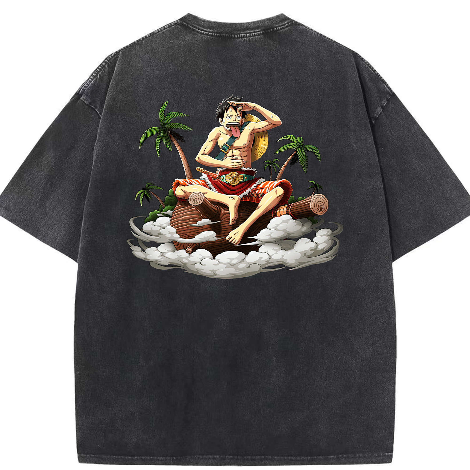 （画像用） ワンピース モンキー・D・ルフィ ONE PIECE Monkey D. Luffy 綿100% ヴィンテージ風 半袖Tシャツ（背面プリント）