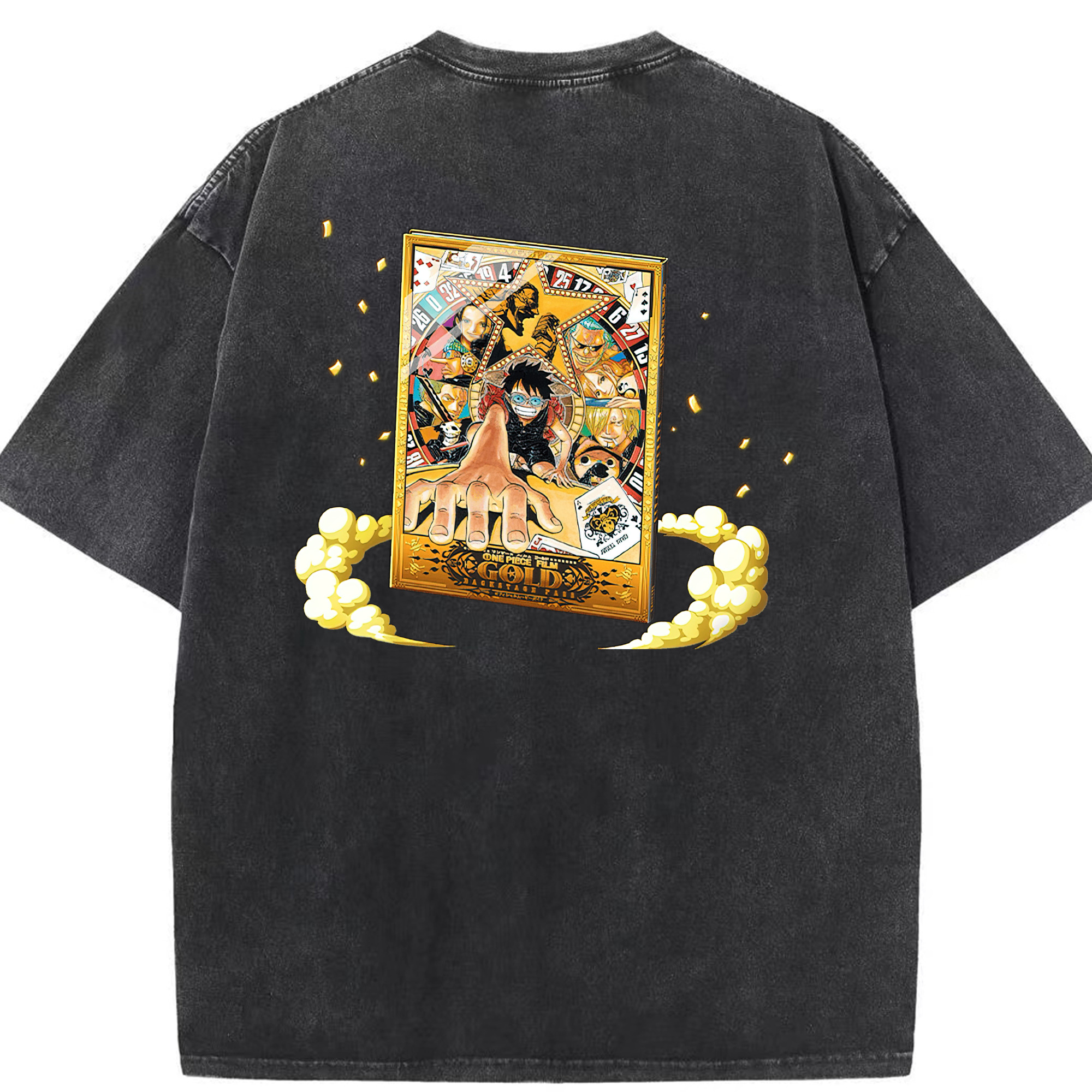 ワンピース モンキー・D・ルフィ ONE PIECE Monkey D. Luffy 綿100% ヴィンテージ風 半袖Tシャツ（背面プリント）