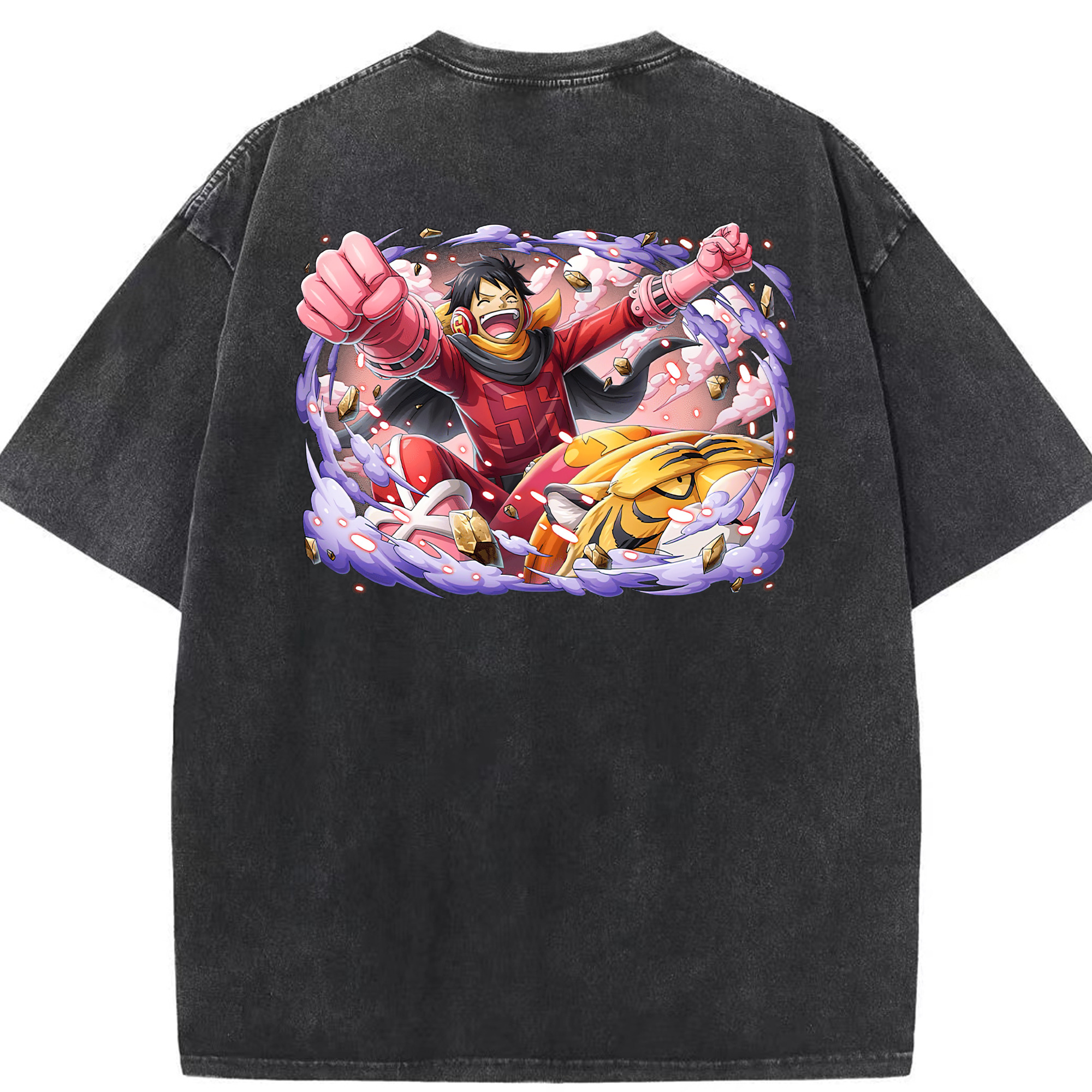 ワンピース モンキー・D・ルフィ ONE PIECE Monkey D. Luffy 綿100% ヴィンテージ風 半袖Tシャツ（背面プリント）