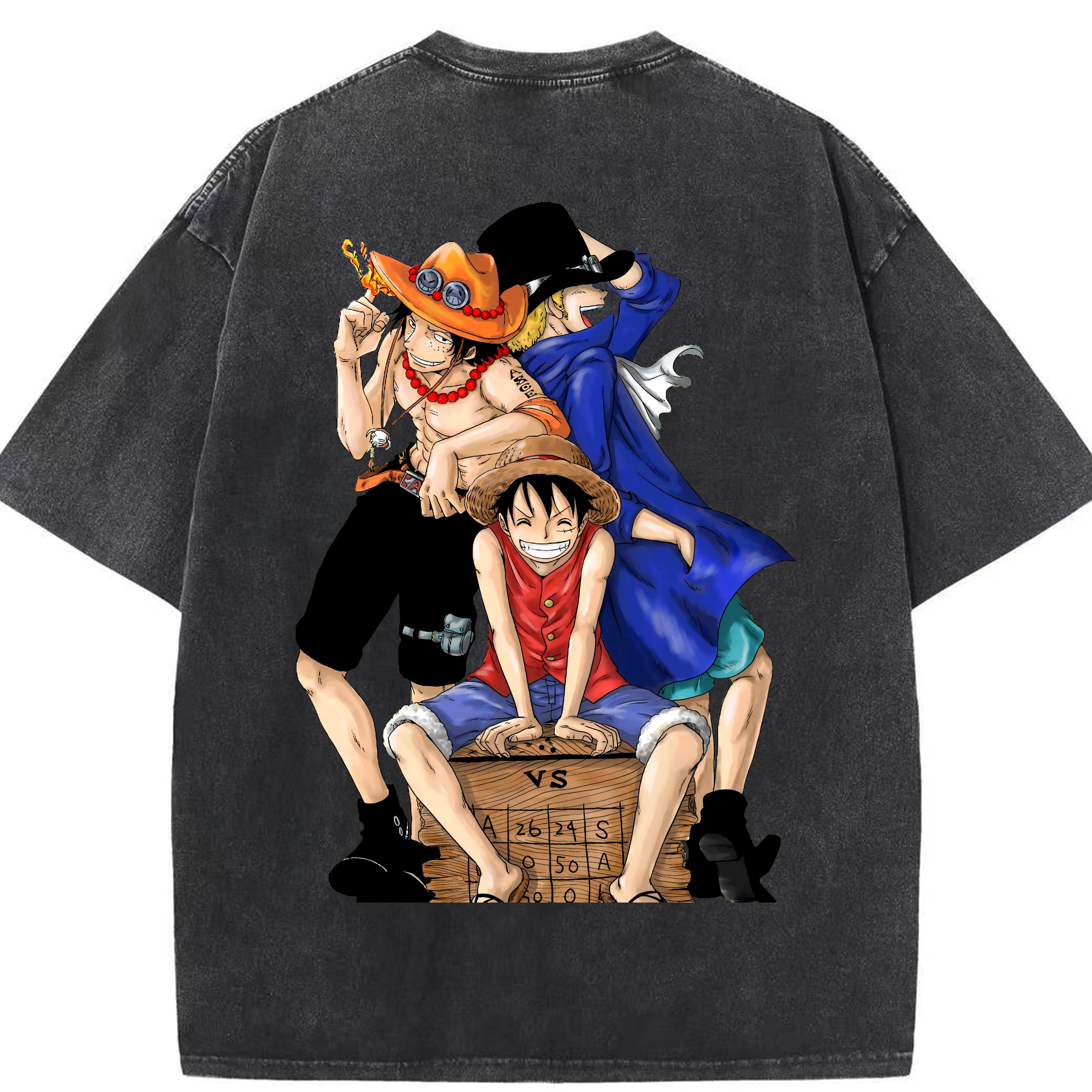 ワンピース モンキー・D・ルフィ ONE PIECE Monkey D. Luffy 綿100% ヴィンテージ風 半袖Tシャツ（背面プリント）