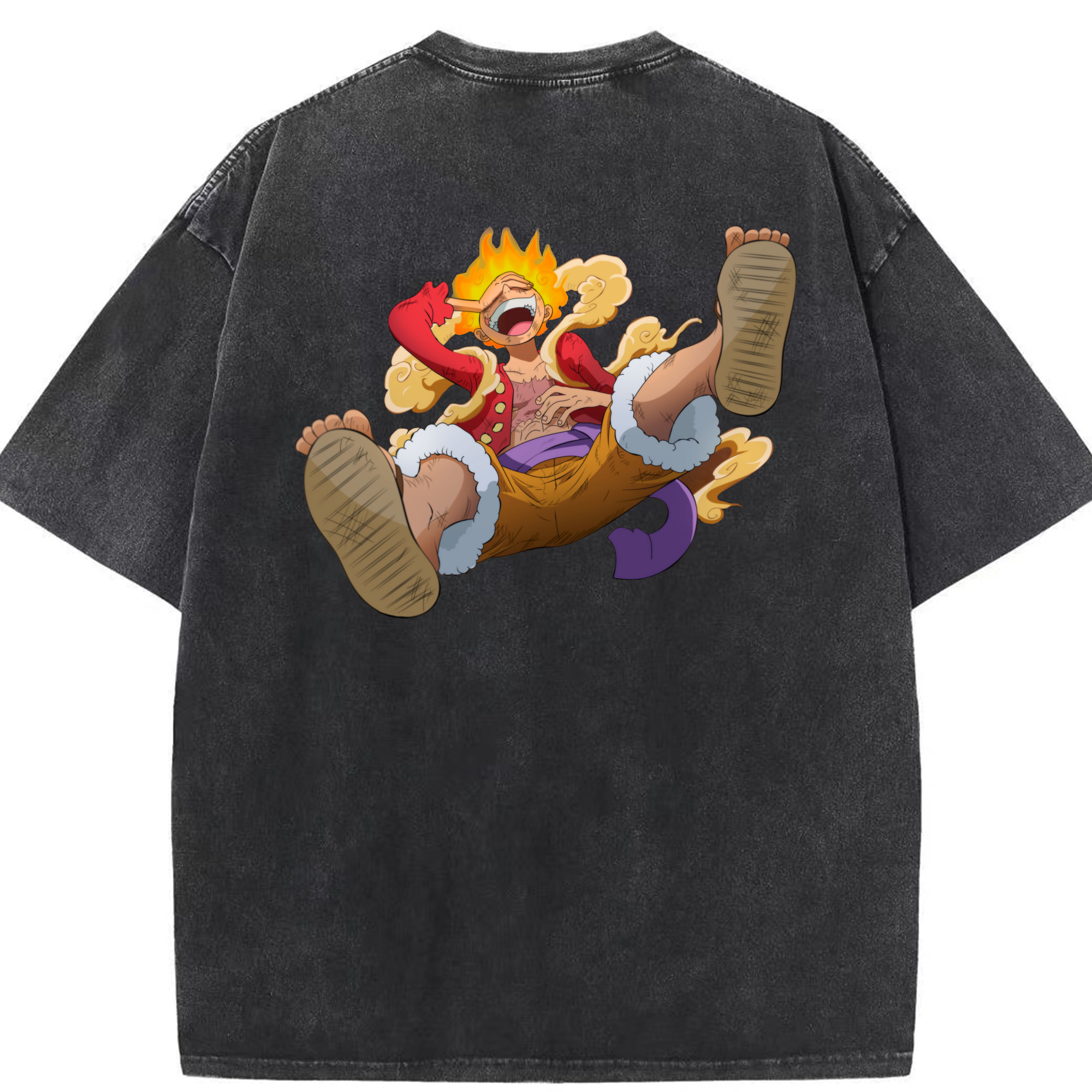 ワンピース モンキー・D・ルフィ ONE PIECE Monkey D. Luffy 綿100% ヴィンテージ風 半袖Tシャツ（背面プリント）