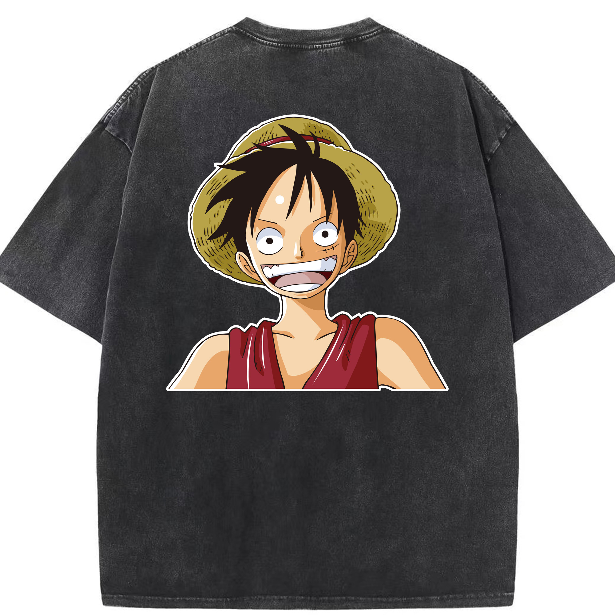ワンピース モンキー・D・ルフィ ONE PIECE Monkey D. Luffy 綿100% ヴィンテージ風 半袖Tシャツ（背面プリント）