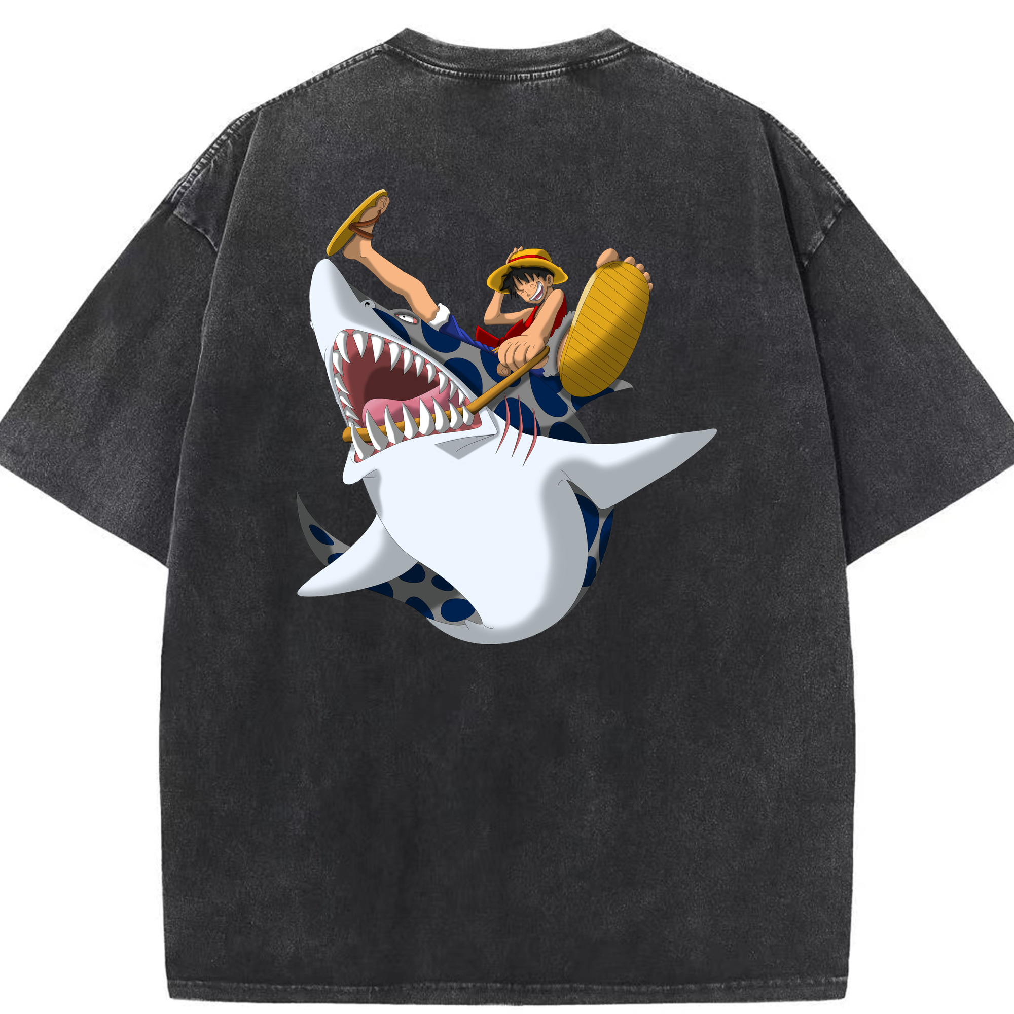 ワンピース モンキー・D・ルフィ ONE PIECE Monkey D. Luffy 綿100% ヴィンテージ風 半袖Tシャツ（背面プリント）