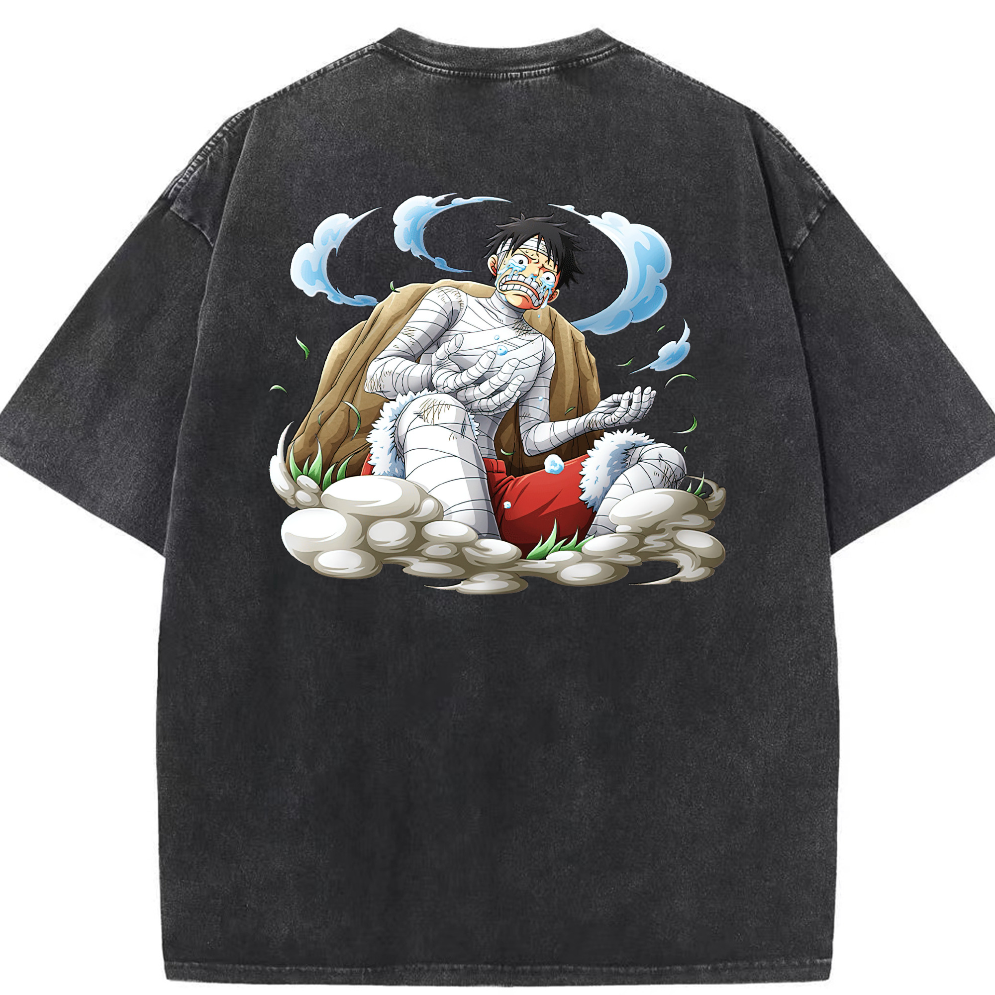 ワンピース モンキー・D・ルフィ ONE PIECE Monkey D. Luffy 綿100% ヴィンテージ風 半袖Tシャツ（背面プリント）