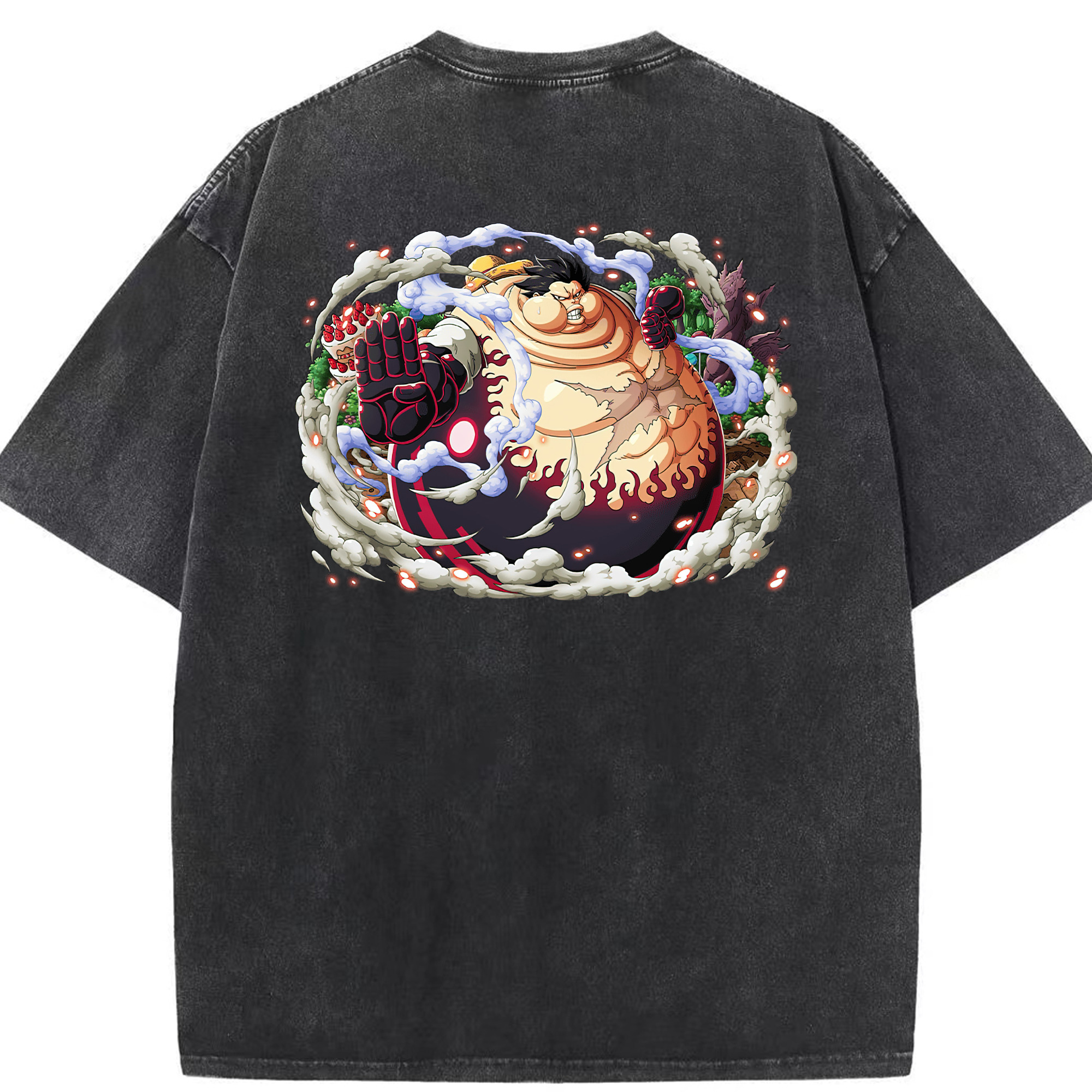 ワンピース モンキー・D・ルフィ ONE PIECE Monkey D. Luffy 綿100% ヴィンテージ風 半袖Tシャツ（背面プリント）