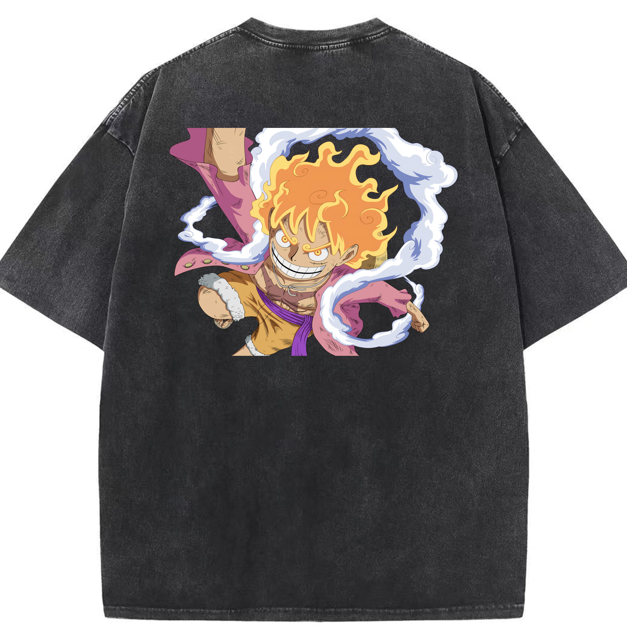 ワンピース モンキー・D・ルフィ ONE PIECE Monkey D. Luffy 綿100% ヴィンテージ風 半袖Tシャツ（背面プリント）