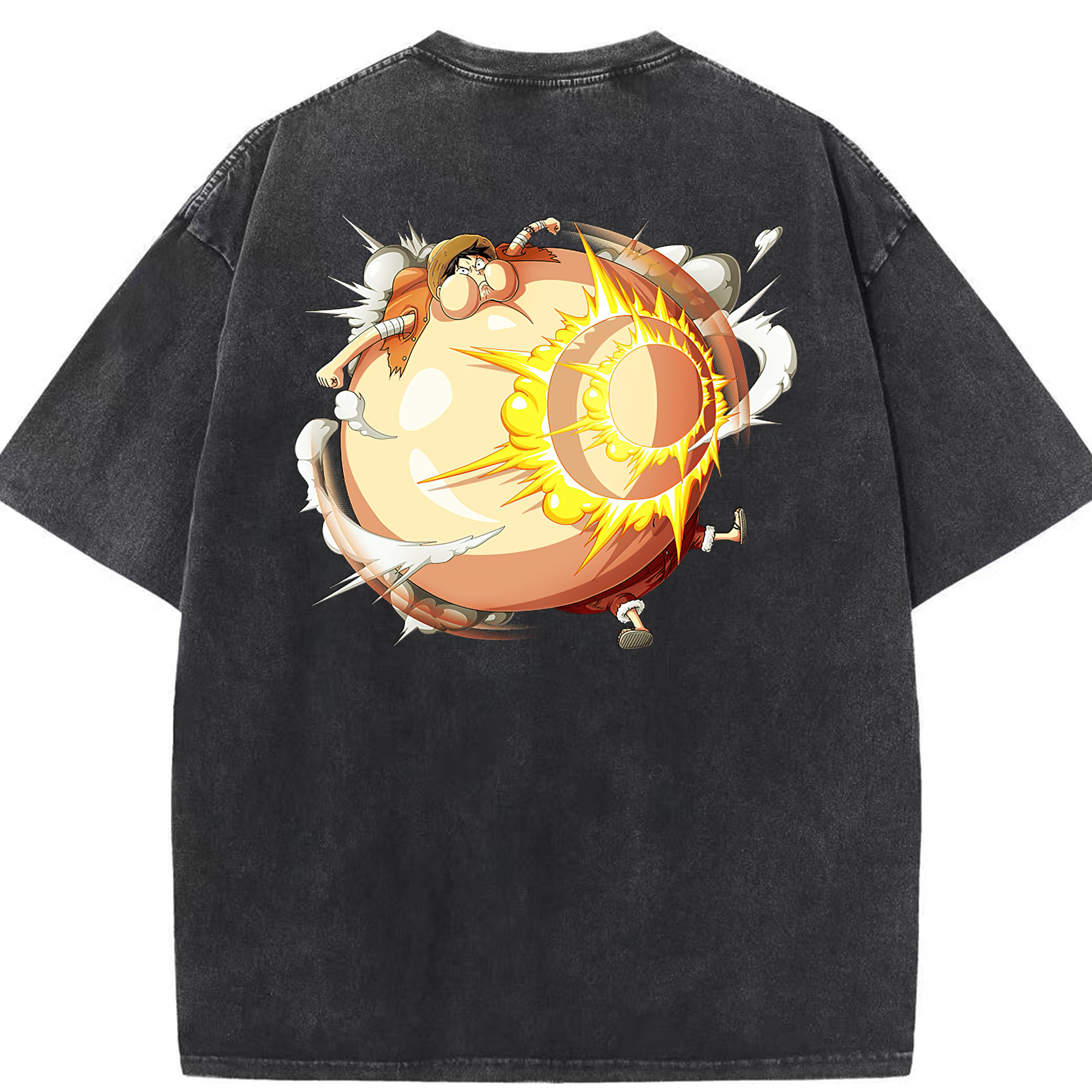 ワンピース モンキー・D・ルフィ ONE PIECE Monkey D. Luffy 綿100% ヴィンテージ風 半袖Tシャツ（背面プリント）