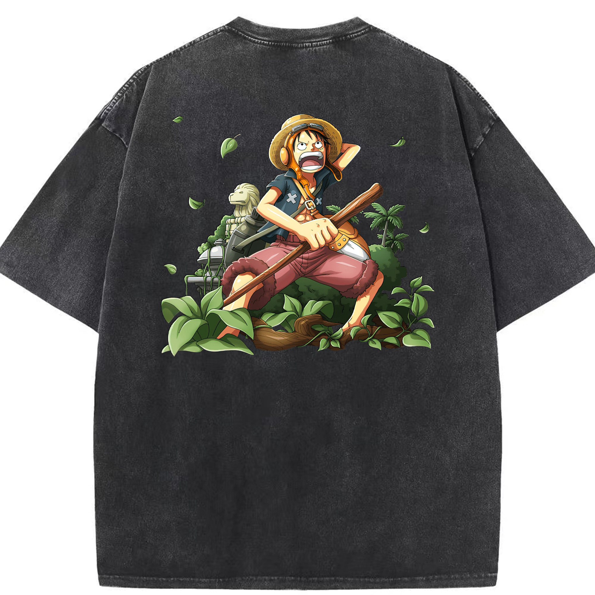 ワンピース モンキー・D・ルフィ ONE PIECE Monkey D. Luffy 綿100% ヴィンテージ風 半袖Tシャツ（背面プリント）