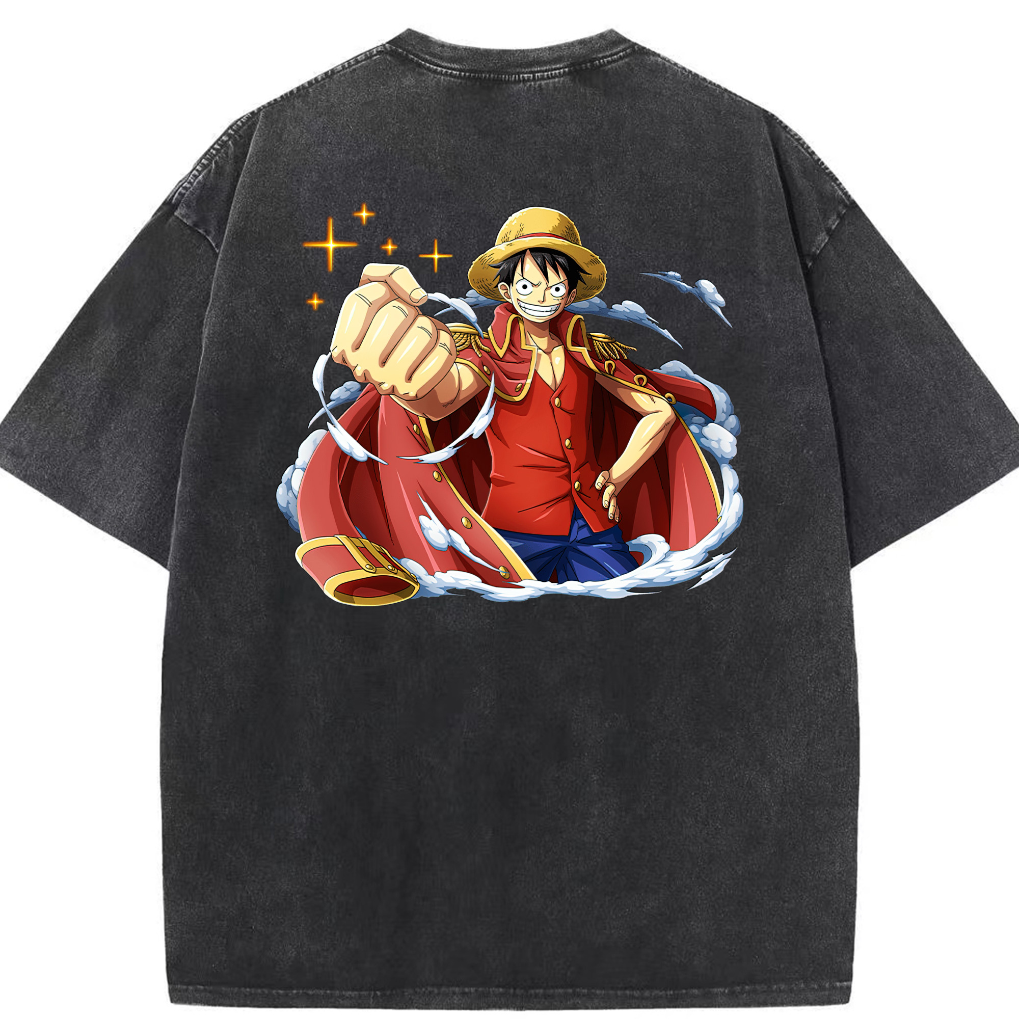 ワンピース モンキー・D・ルフィ ONE PIECE Monkey D. Luffy 綿100% ヴィンテージ風 半袖Tシャツ（背面プリント）