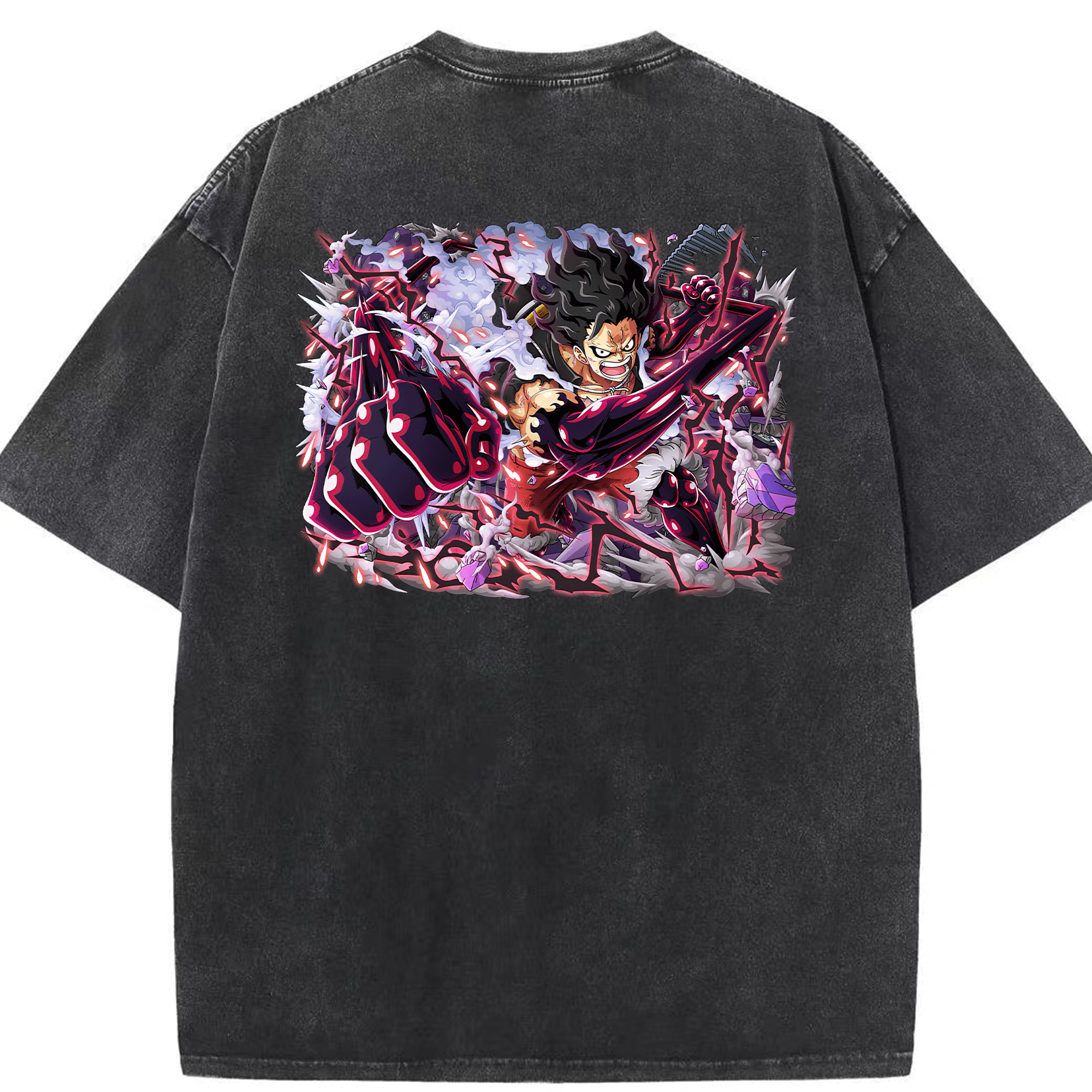ワンピース モンキー・D・ルフィ ONE PIECE Monkey D. Luffy 綿100% ヴィンテージ風 半袖Tシャツ（背面プリント）