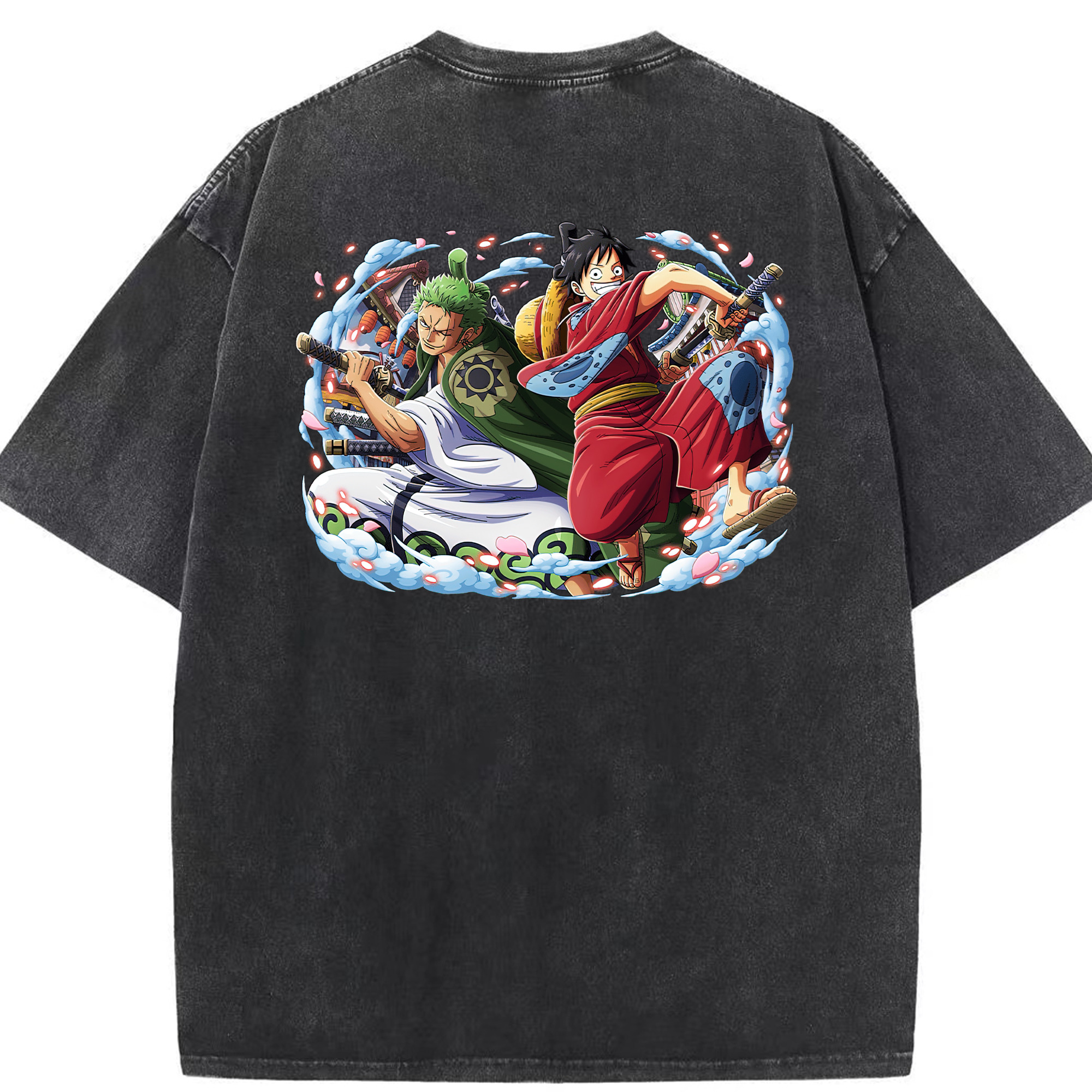（画像用） ワンピース モンキー・D・ルフィ ONE PIECE Monkey D. Luffy 綿100% ヴィンテージ風 半袖Tシャツ（背面プリント）