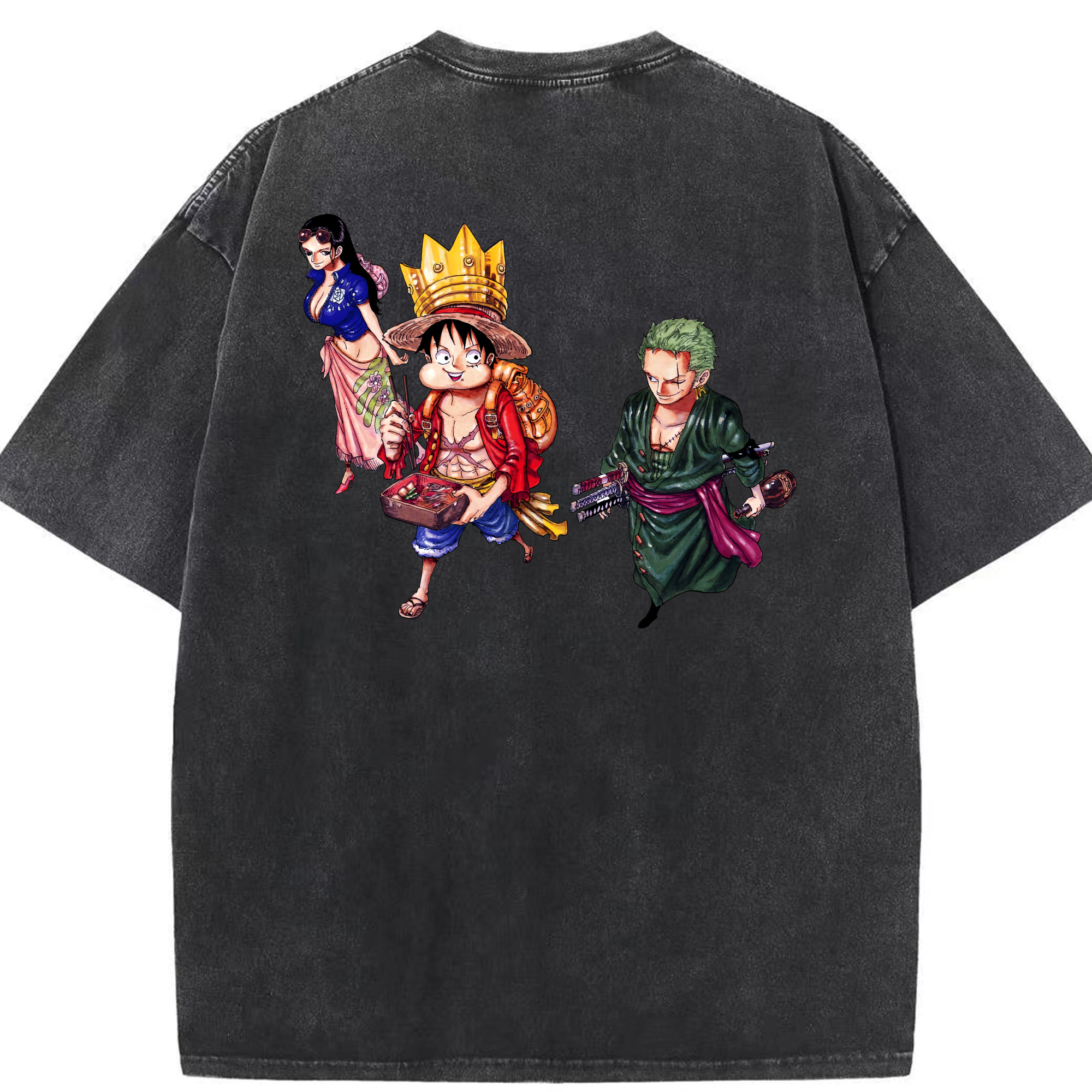 ワンピース モンキー・D・ルフィ ONE PIECE Monkey D. Luffy 綿100% ヴィンテージ風 半袖Tシャツ（背面プリント）