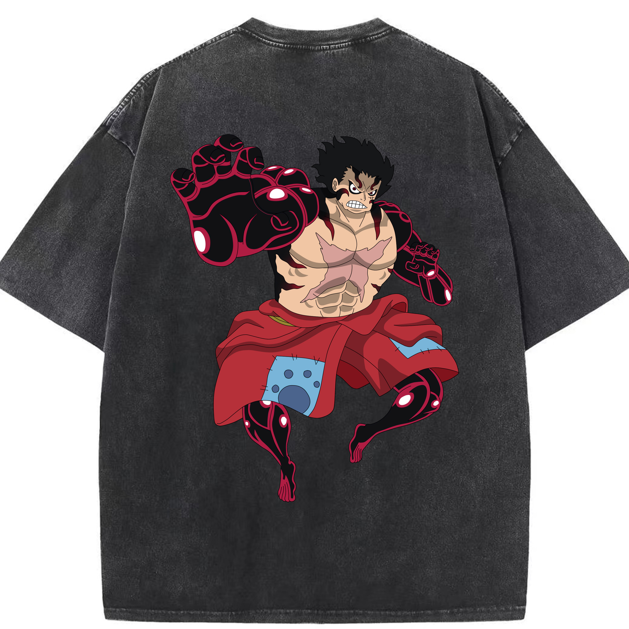 ワンピース モンキー・D・ルフィ ONE PIECE Monkey D. Luffy 綿100% ヴィンテージ風 半袖Tシャツ（背面プリント）