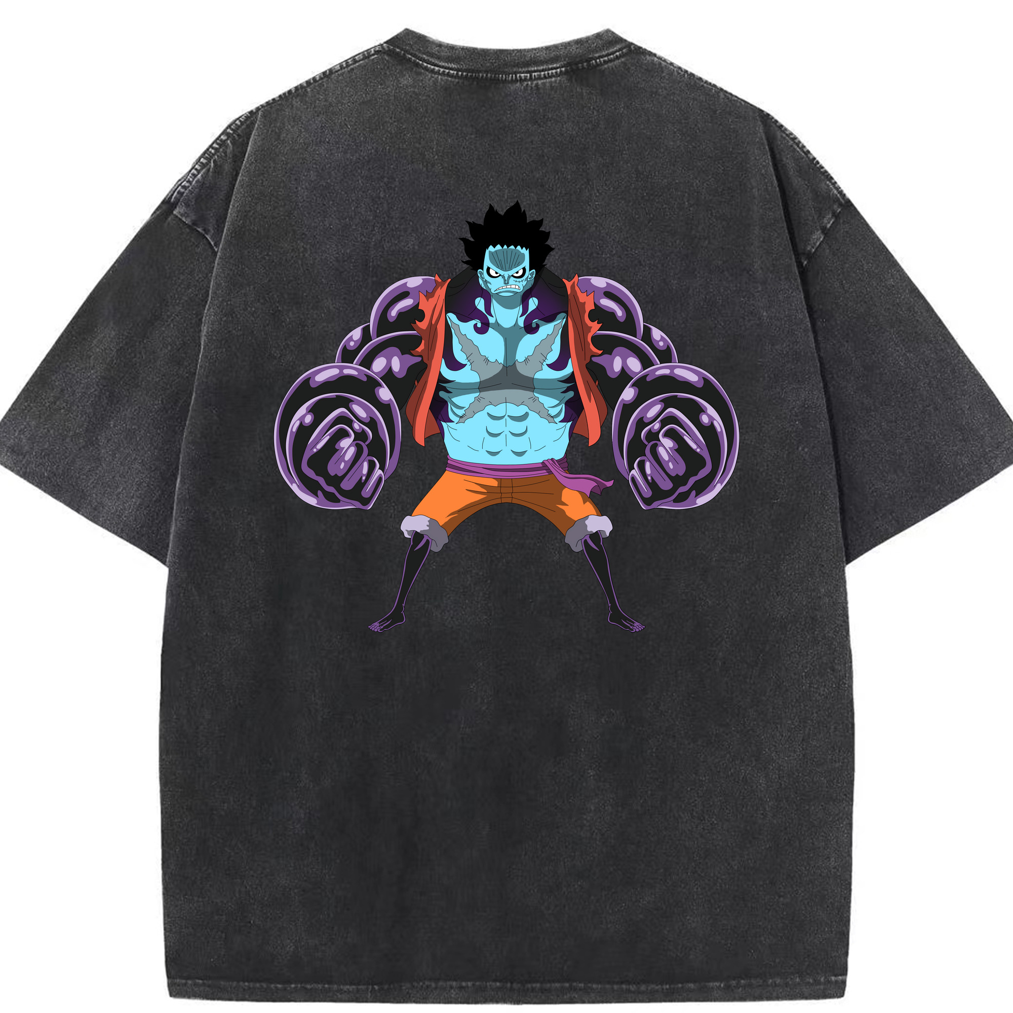 ワンピース モンキー・D・ルフィ ONE PIECE Monkey D. Luffy 綿100% ヴィンテージ風 半袖Tシャツ（背面プリント）