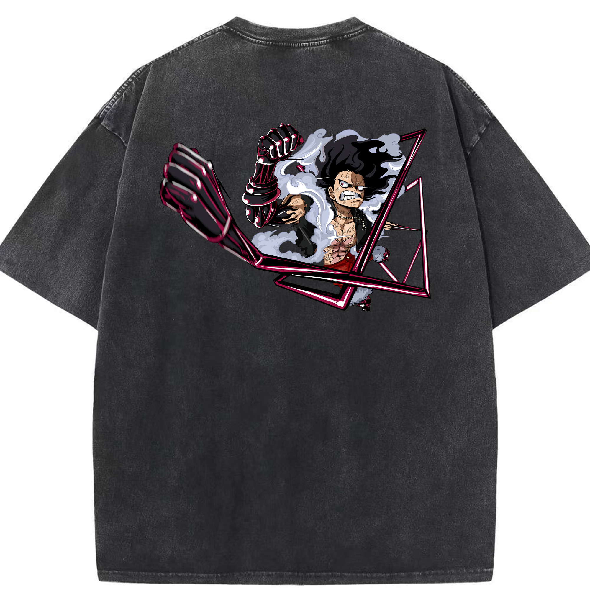 ワンピース モンキー・D・ルフィ ONE PIECE Monkey D. Luffy 綿100% ヴィンテージ風 半袖Tシャツ（背面プリント）