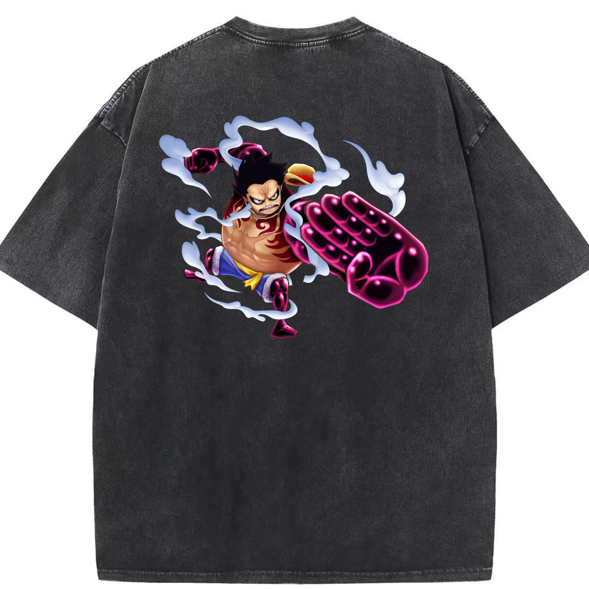 ワンピース モンキー・D・ルフィ ONE PIECE Monkey D. Luffy 綿100% ヴィンテージ風 半袖Tシャツ（背面プリント）