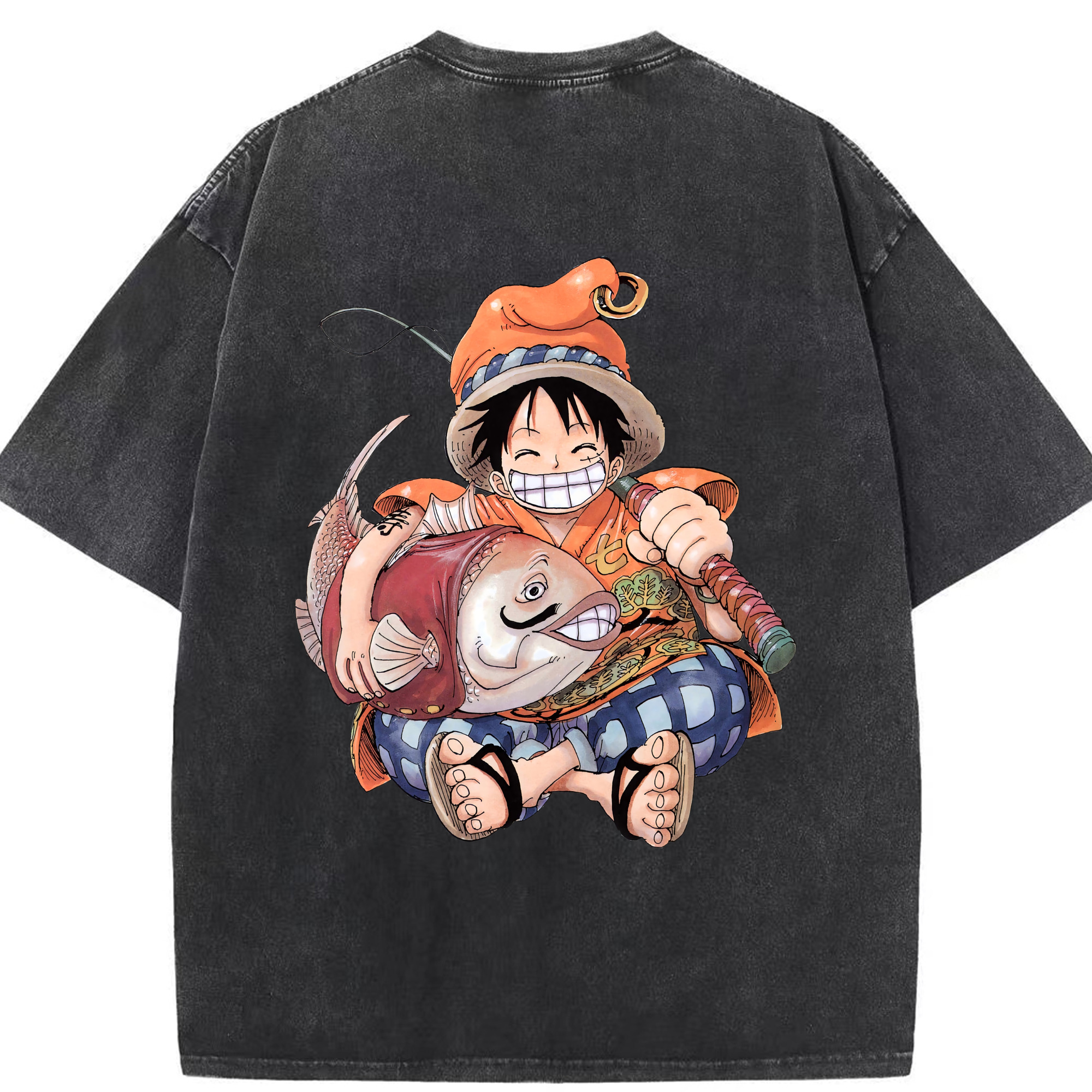 ワンピース モンキー・D・ルフィ ONE PIECE Monkey D. Luffy 綿100% ヴィンテージ風 半袖Tシャツ（背面プリント）