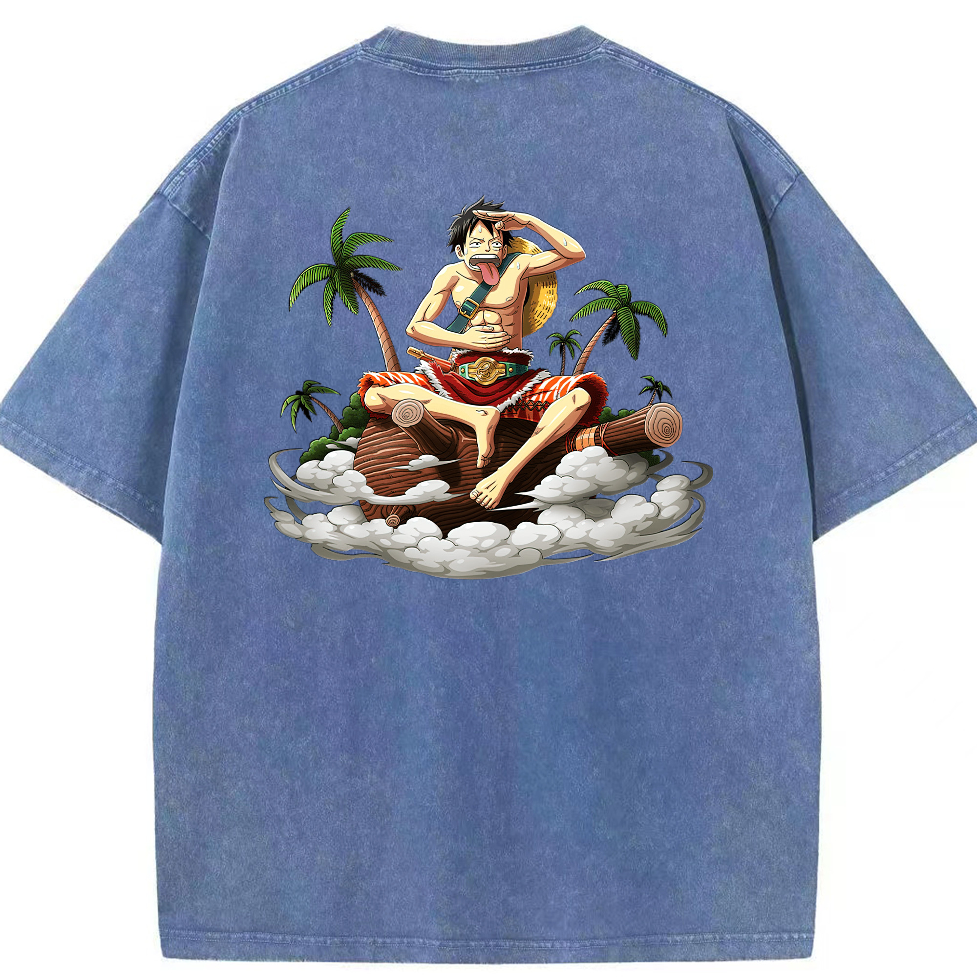 ワンピース モンキー・D・ルフィ ONE PIECE Monkey D. Luffy 綿100% ヴィンテージ風 半袖Tシャツ（背面プリント）