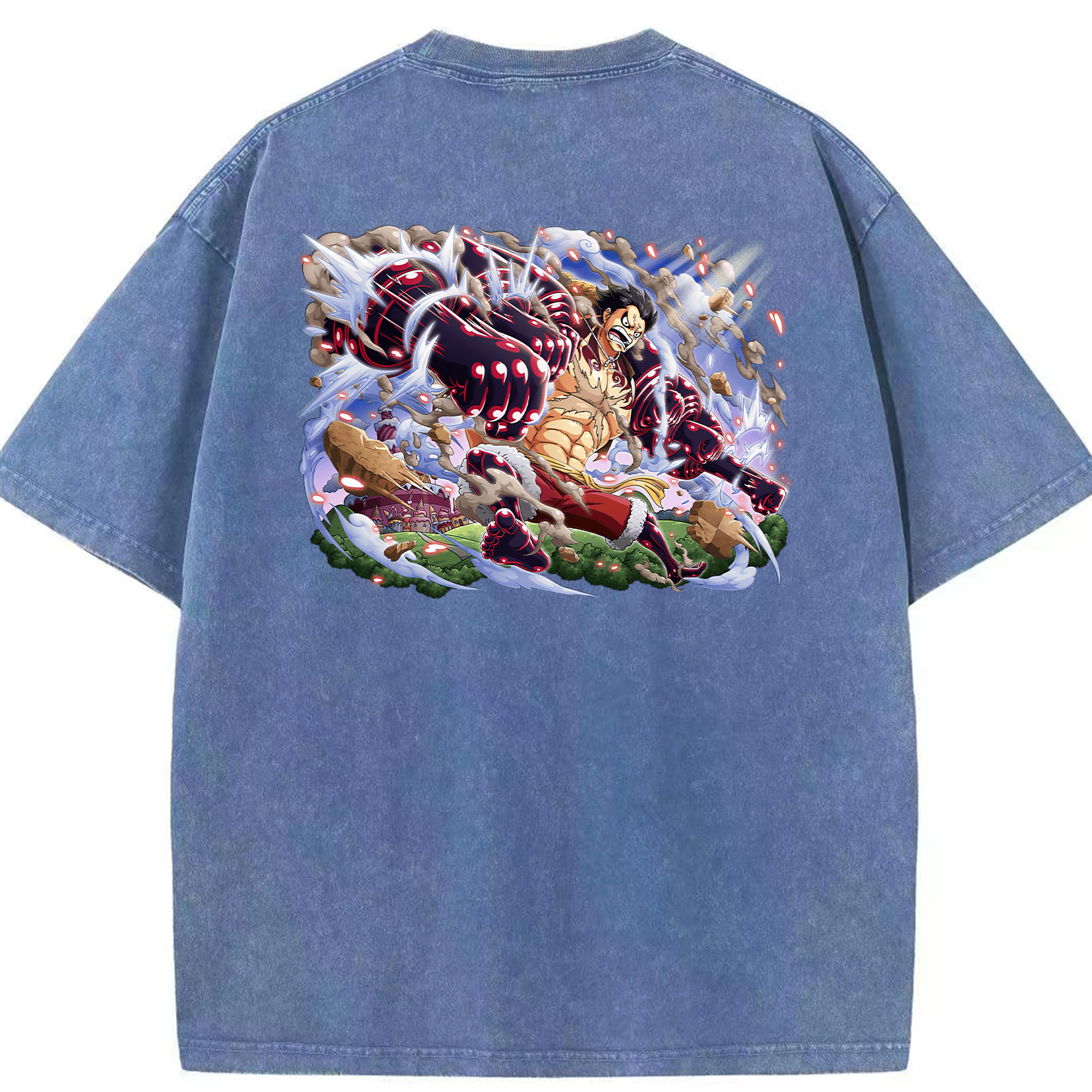 ワンピース モンキー・D・ルフィ ONE PIECE Monkey D. Luffy 綿100% ヴィンテージ風 半袖Tシャツ（背面プリント）