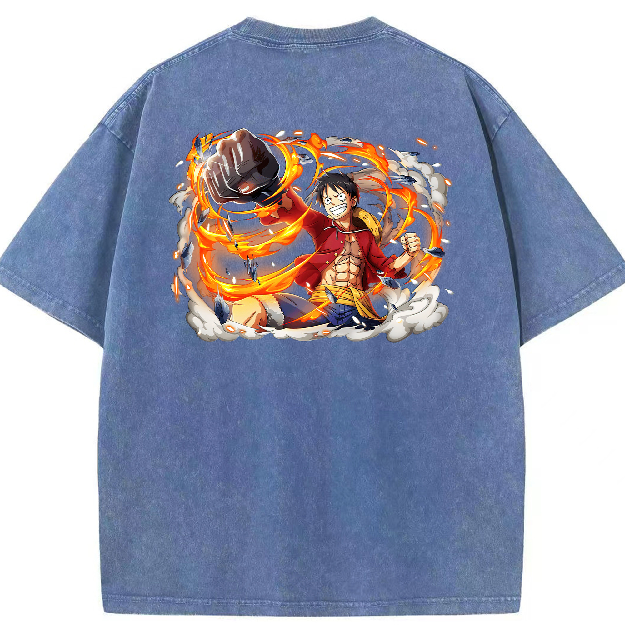 ワンピース モンキー・D・ルフィ ONE PIECE Monkey D. Luffy 綿100% ヴィンテージ風 半袖Tシャツ（背面プリント）