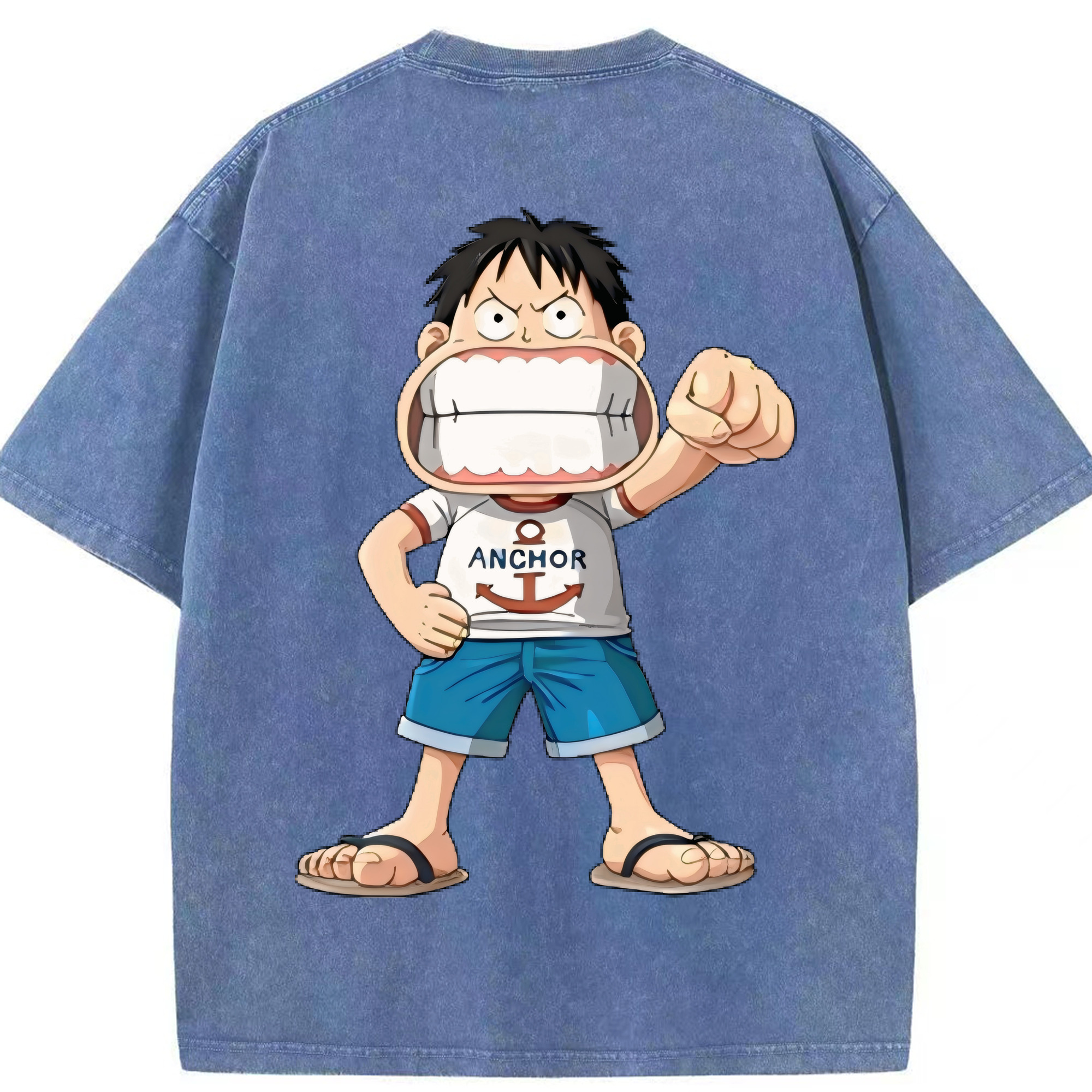 ワンピース モンキー・D・ルフィ ONE PIECE Monkey D. Luffy 綿100% ヴィンテージ風 半袖Tシャツ（背面プリント）