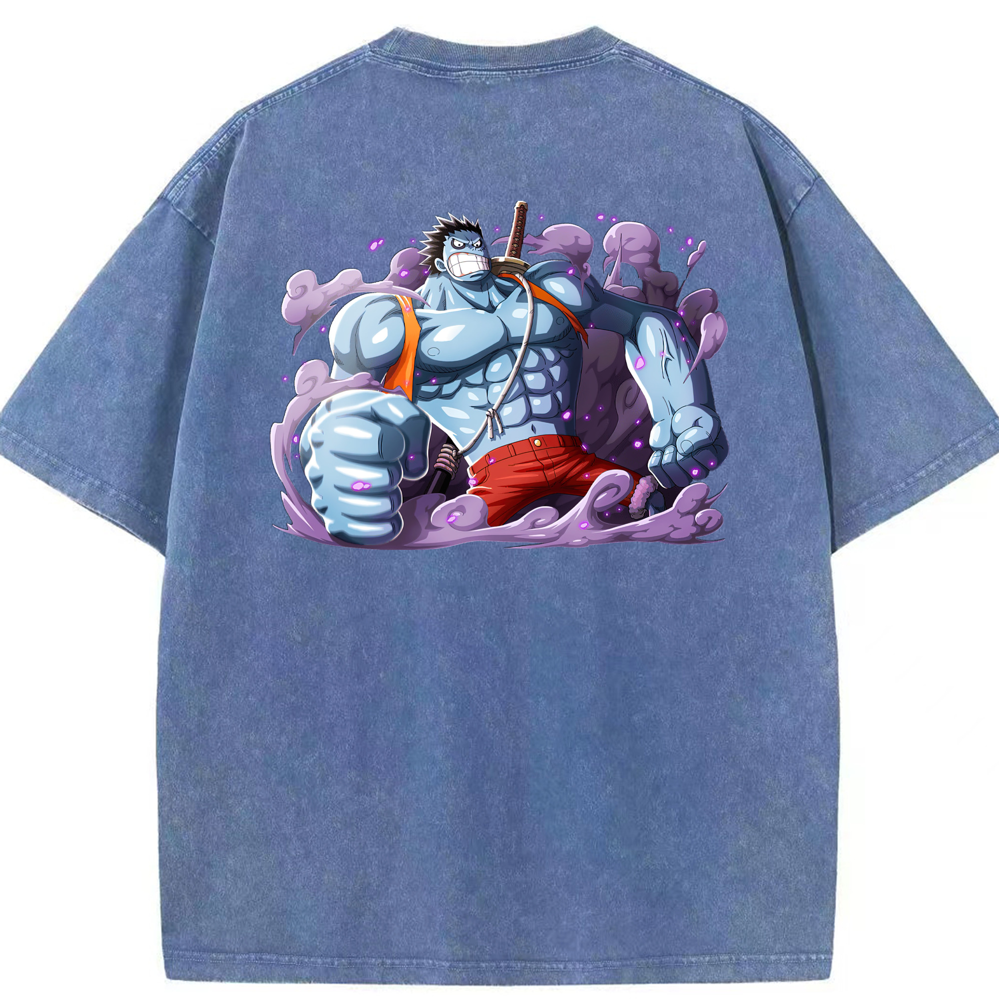 ワンピース モンキー・D・ルフィ ONE PIECE Monkey D. Luffy 綿100% ヴィンテージ風 半袖Tシャツ（背面プリント）