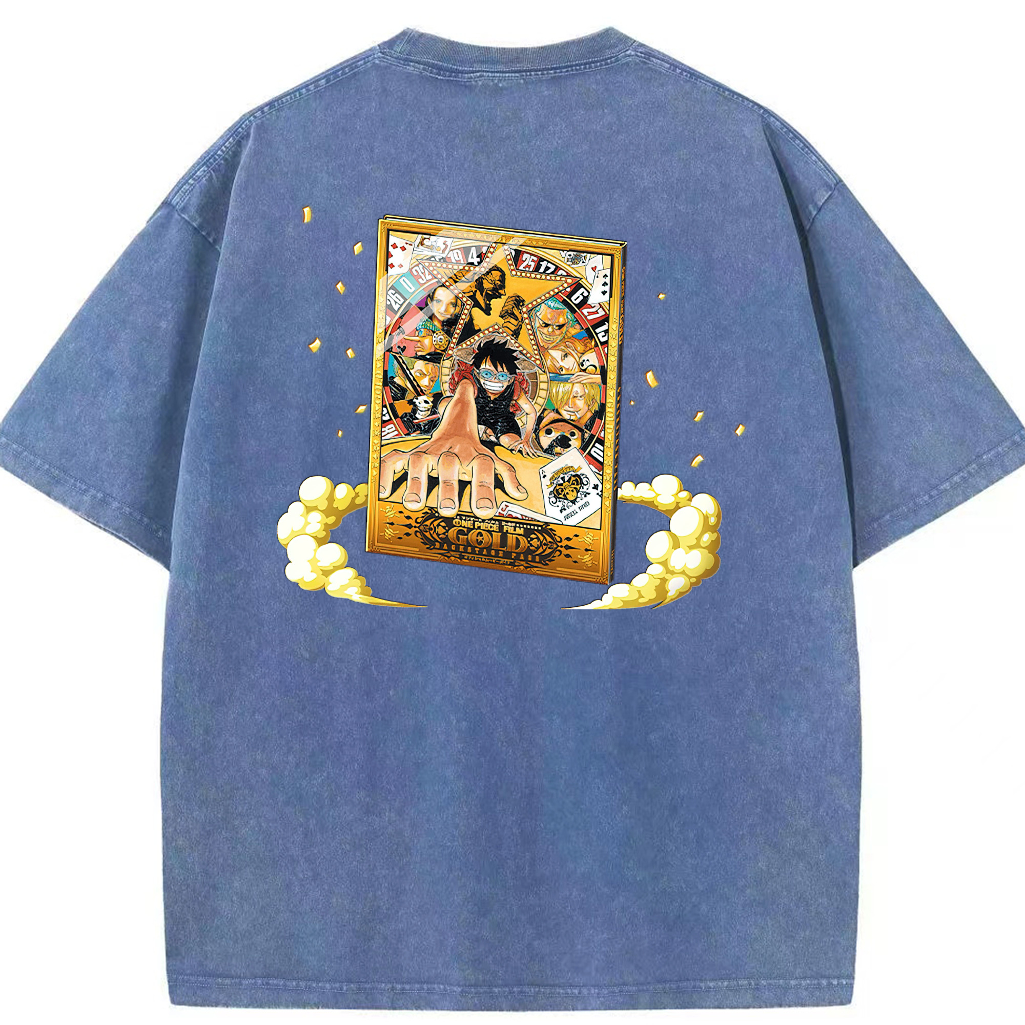 ワンピース モンキー・D・ルフィ ONE PIECE Monkey D. Luffy 綿100% ヴィンテージ風 半袖Tシャツ（背面プリント）