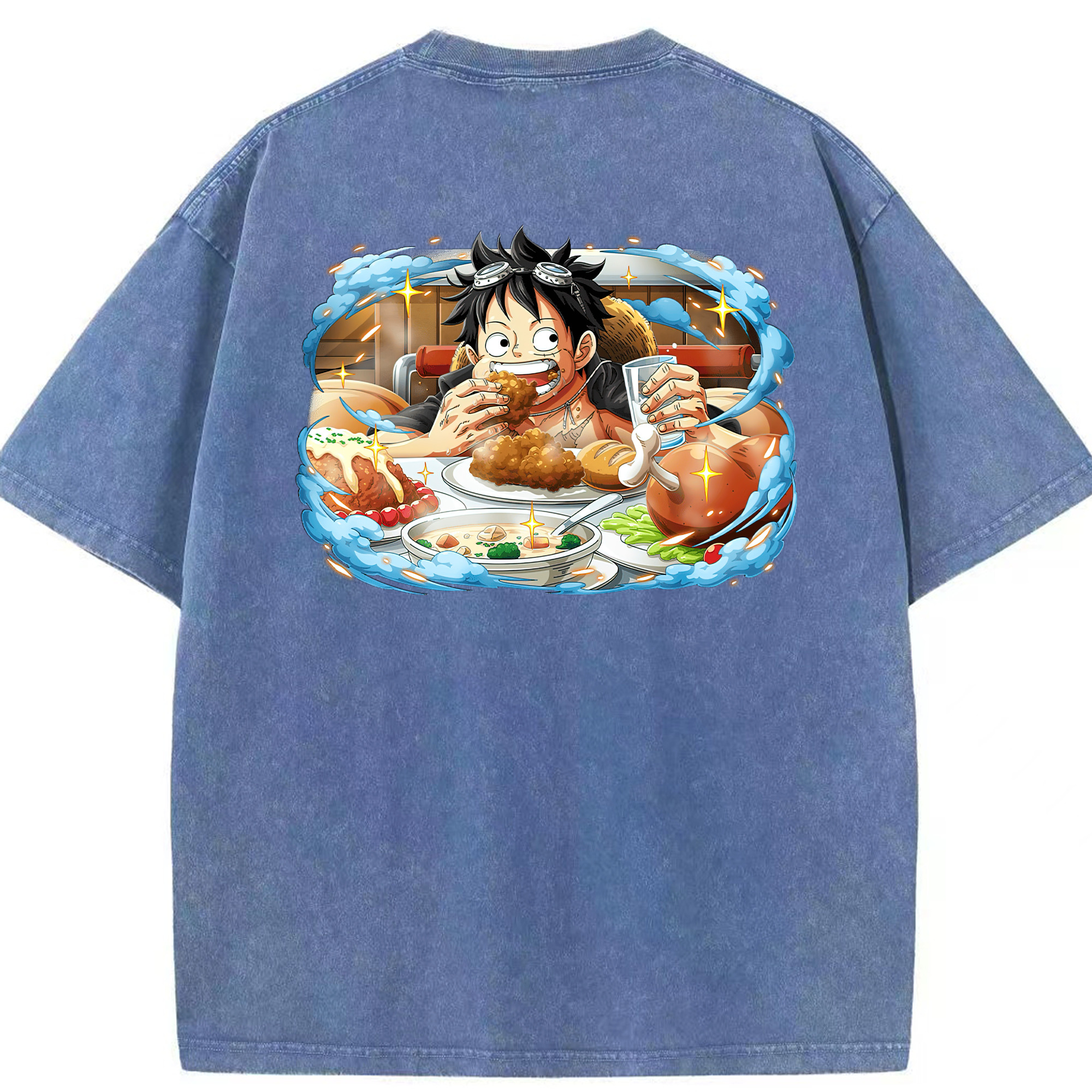 ワンピース モンキー・D・ルフィ ONE PIECE Monkey D. Luffy 綿100% ヴィンテージ風 半袖Tシャツ（背面プリント）