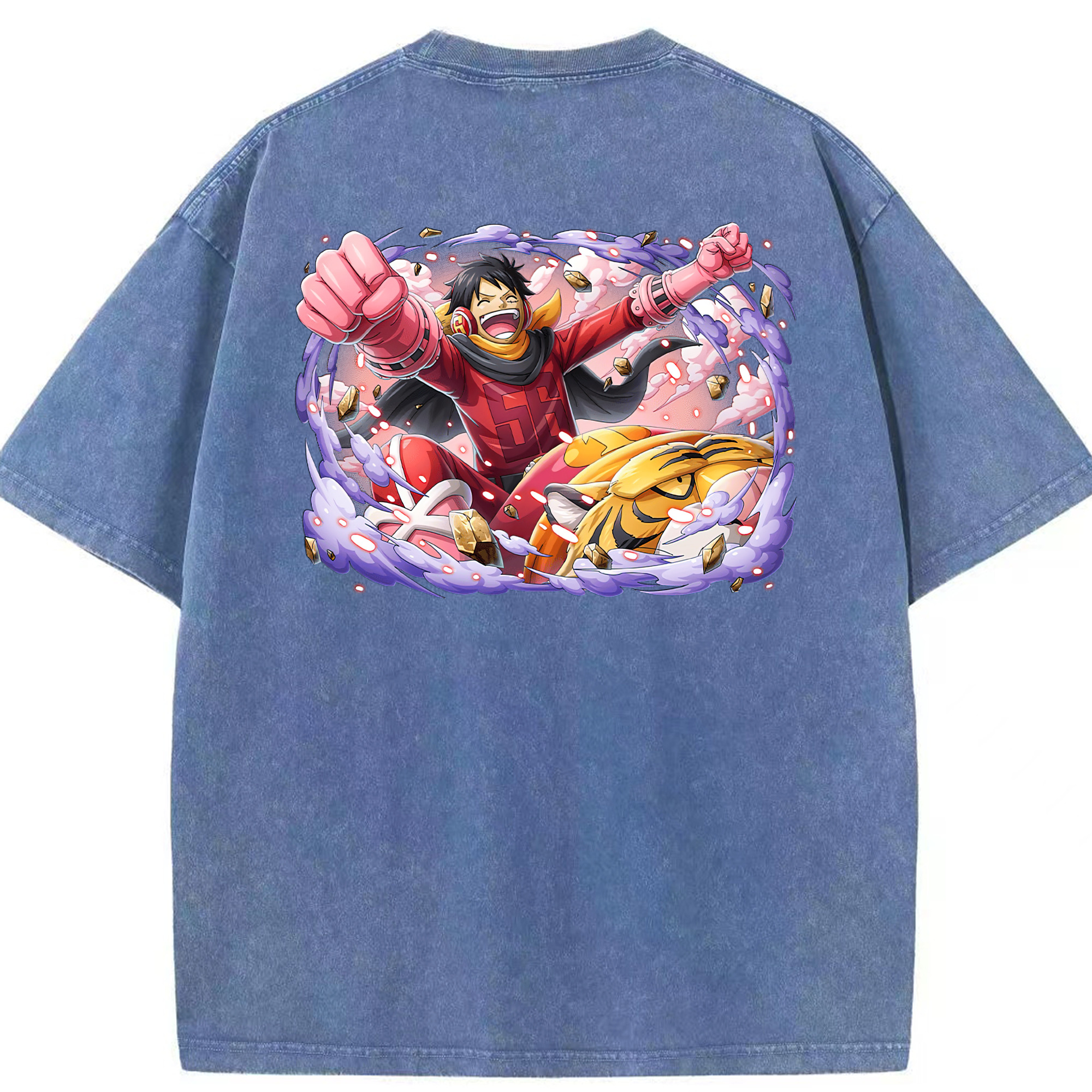 ワンピース モンキー・D・ルフィ ONE PIECE Monkey D. Luffy 綿100% ヴィンテージ風 半袖Tシャツ（背面プリント）