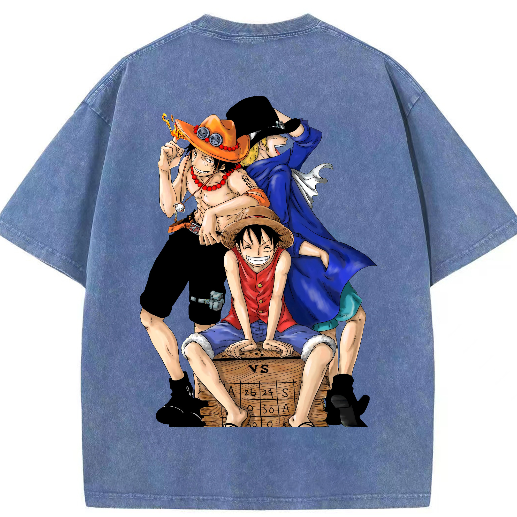 ワンピース モンキー・D・ルフィ ONE PIECE Monkey D. Luffy 綿100% ヴィンテージ風 半袖Tシャツ（背面プリント）