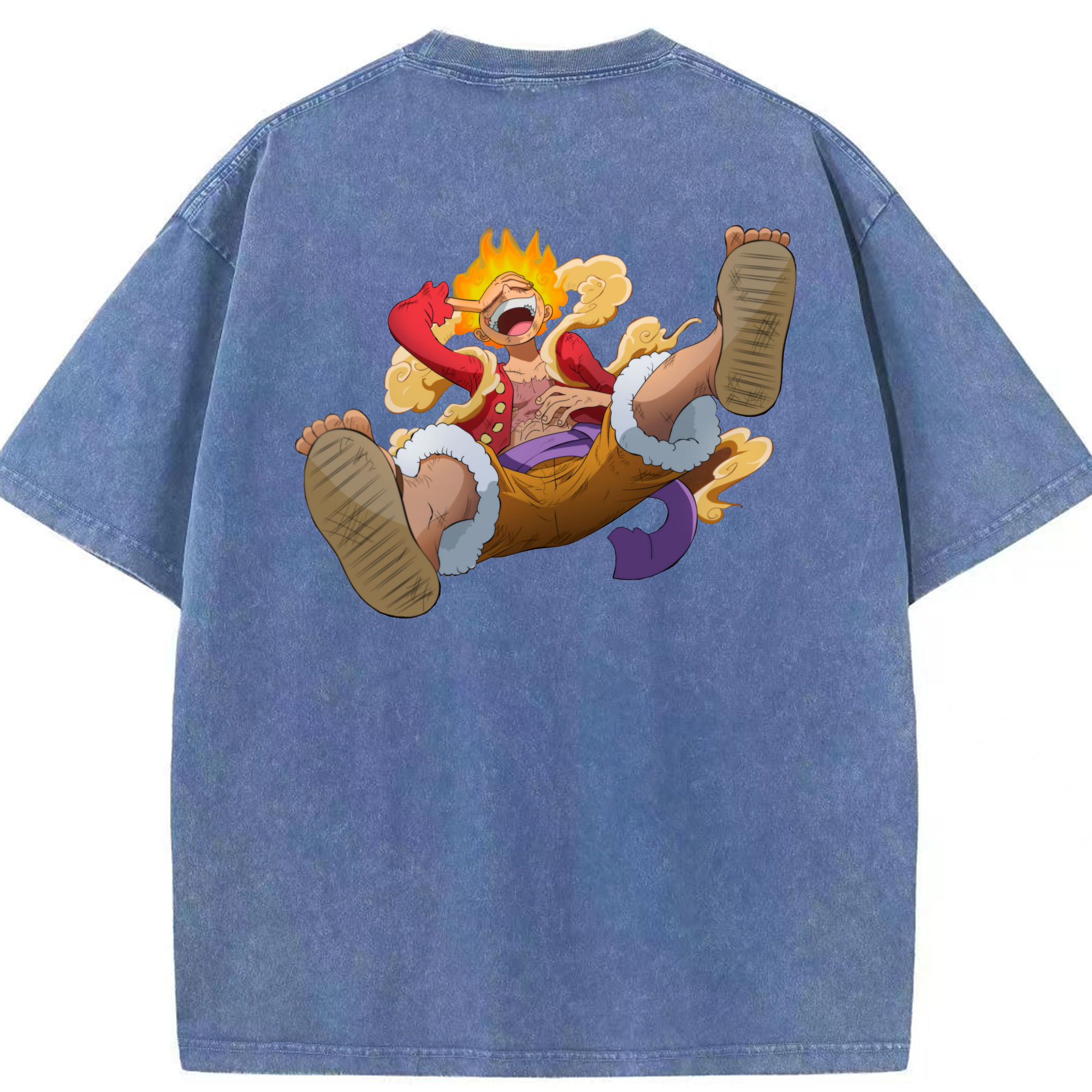 ワンピース モンキー・D・ルフィ ONE PIECE Monkey D. Luffy 綿100% ヴィンテージ風 半袖Tシャツ（背面プリント）