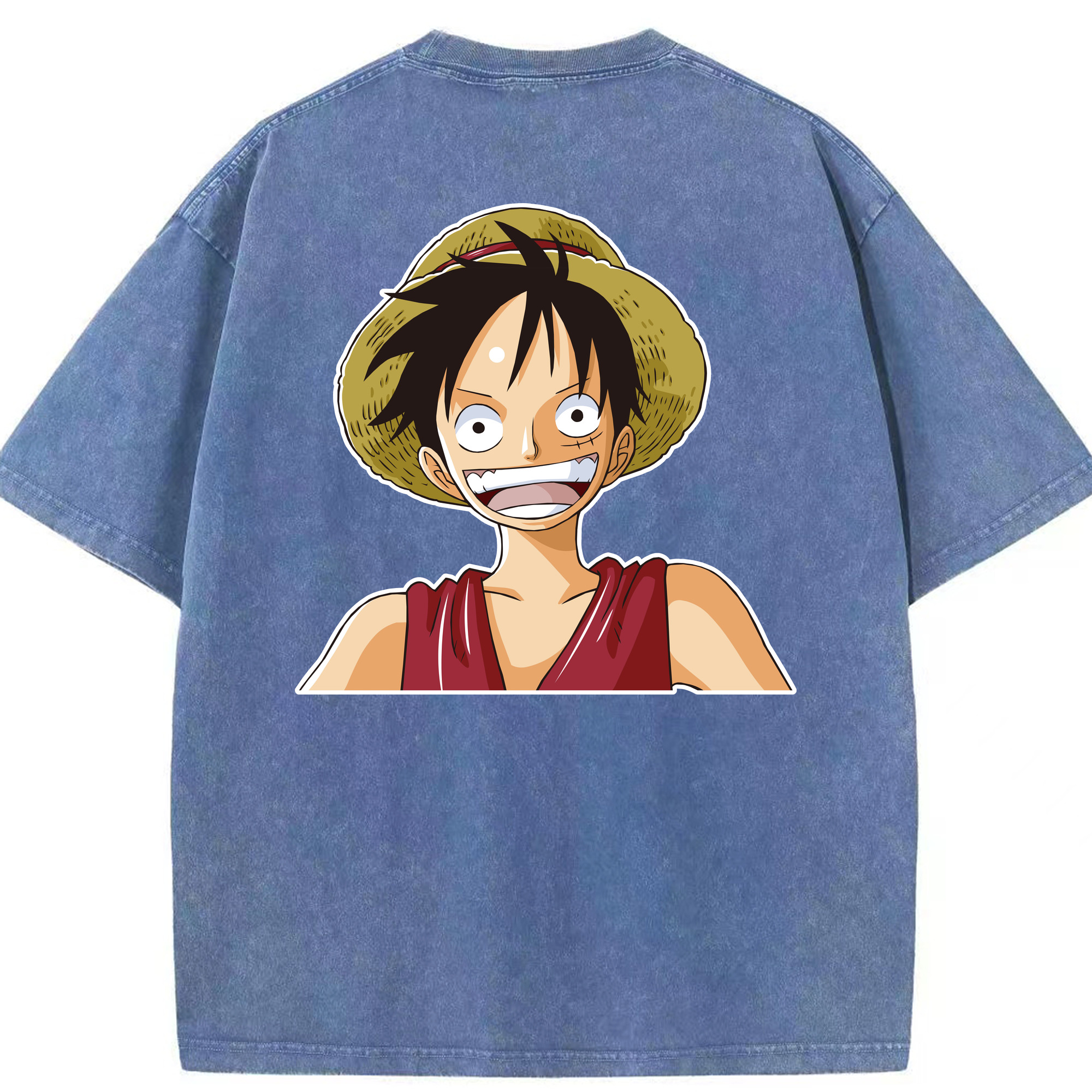 ワンピース モンキー・D・ルフィ ONE PIECE Monkey D. Luffy 綿100% ヴィンテージ風 半袖Tシャツ（背面プリント）