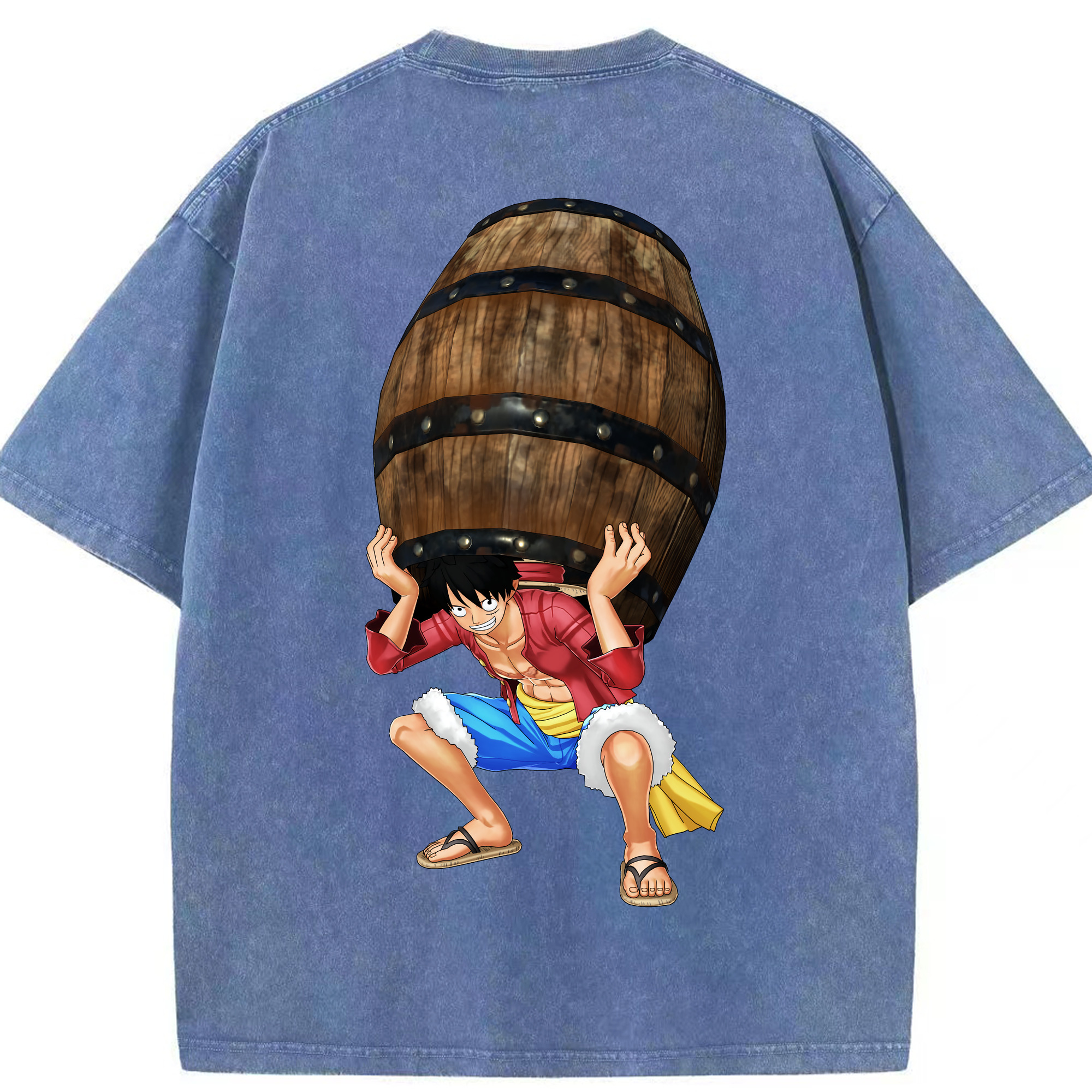 ワンピース モンキー・D・ルフィ ONE PIECE Monkey D. Luffy 綿100% ヴィンテージ風 半袖Tシャツ（背面プリント）