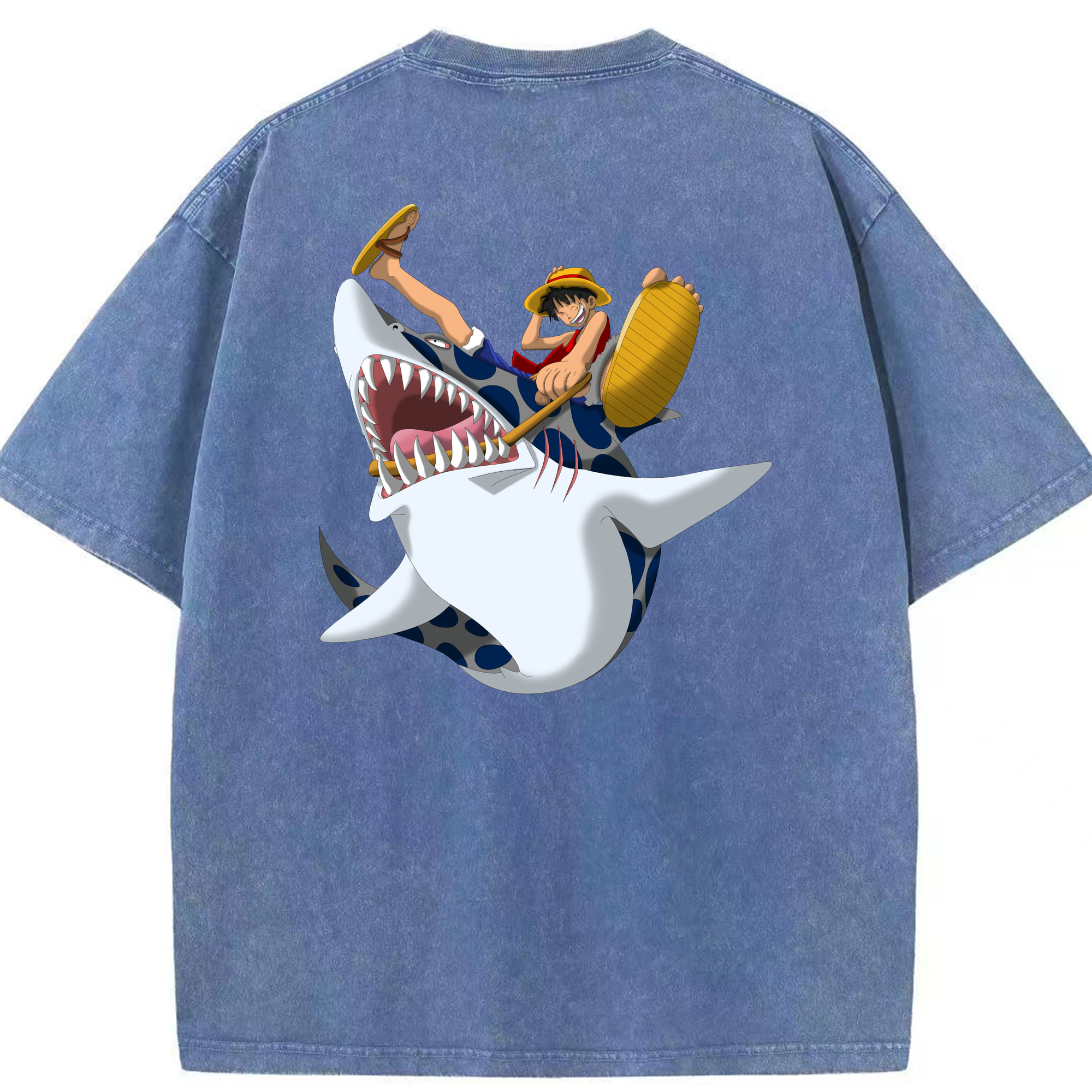 ワンピース モンキー・D・ルフィ ONE PIECE Monkey D. Luffy 綿100% ヴィンテージ風 半袖Tシャツ（背面プリント）
