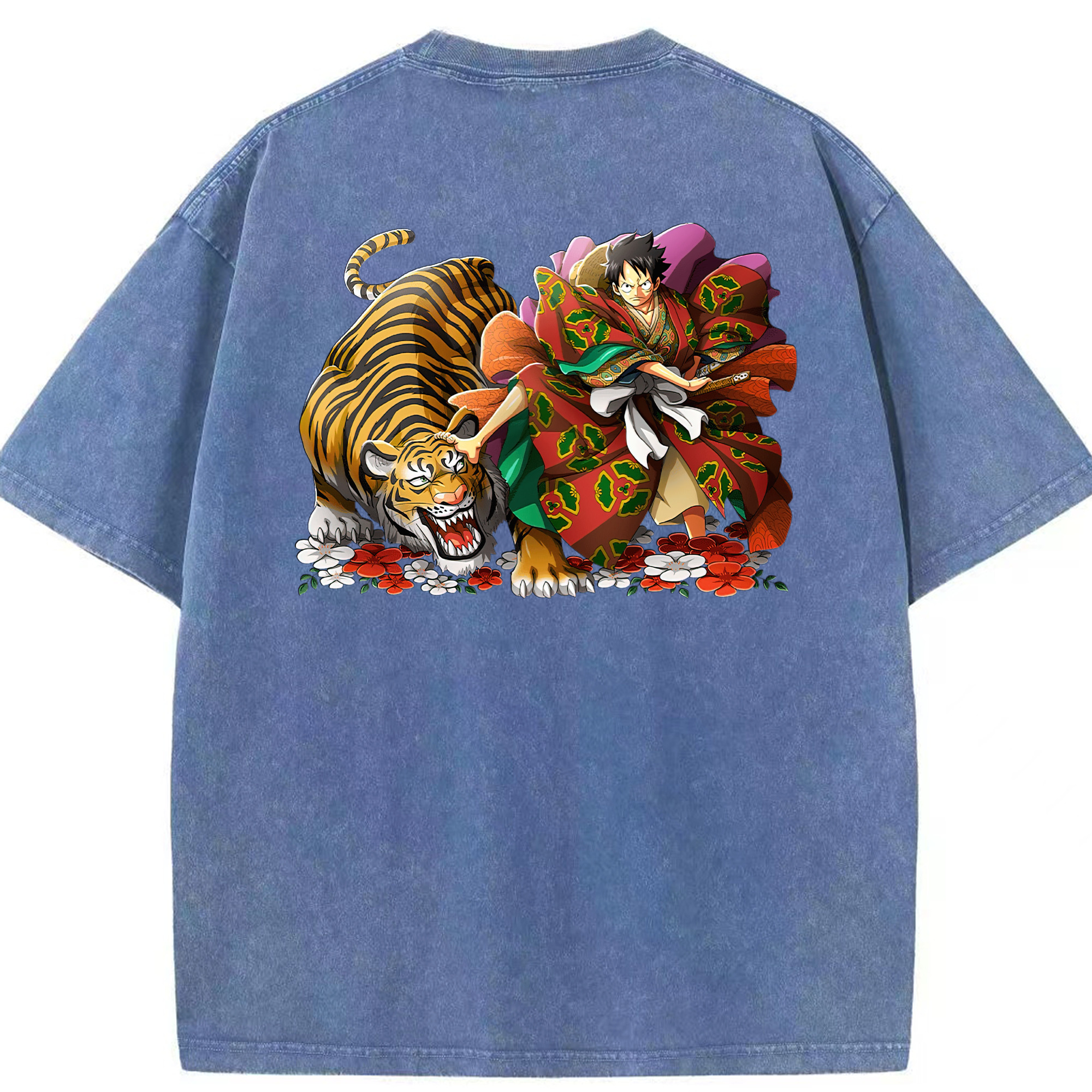 ワンピース モンキー・D・ルフィ ONE PIECE Monkey D. Luffy 綿100% ヴィンテージ風 半袖Tシャツ（背面プリント）