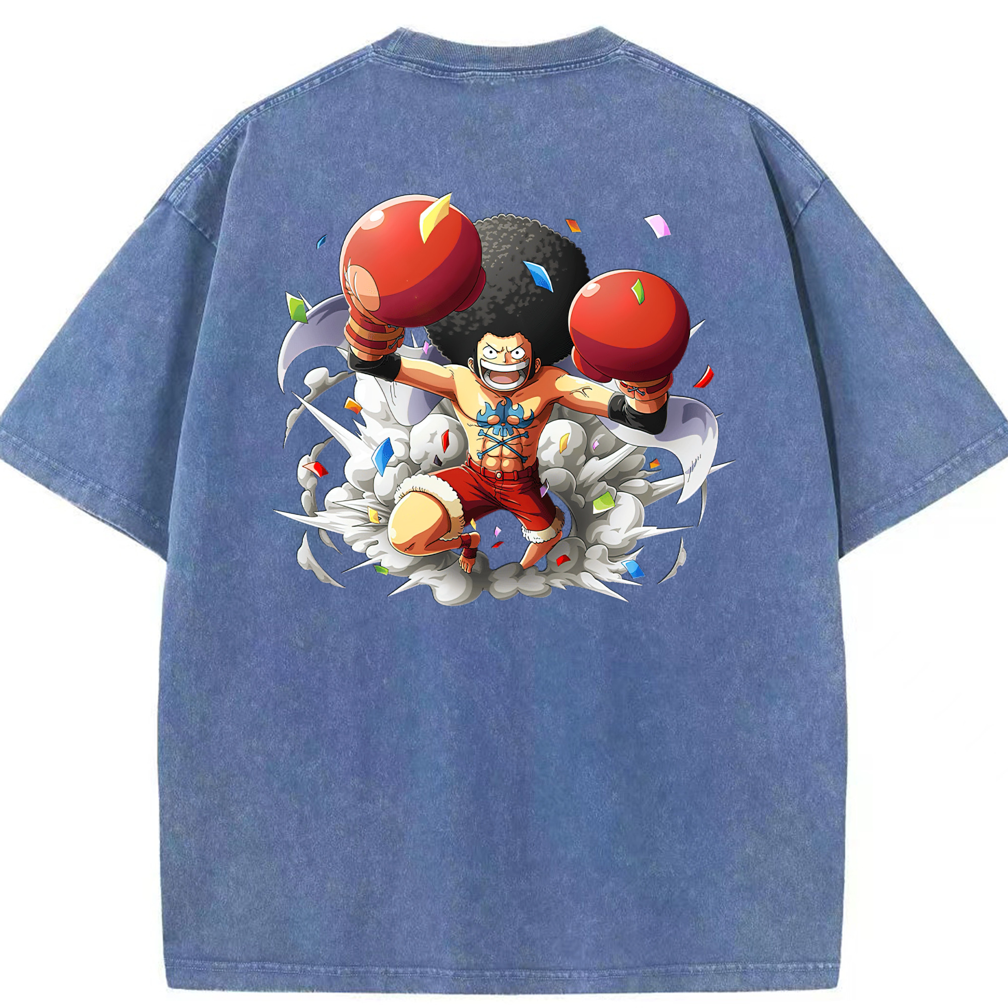 ワンピース モンキー・D・ルフィ ONE PIECE Monkey D. Luffy 綿100% ヴィンテージ風 半袖Tシャツ（背面プリント）