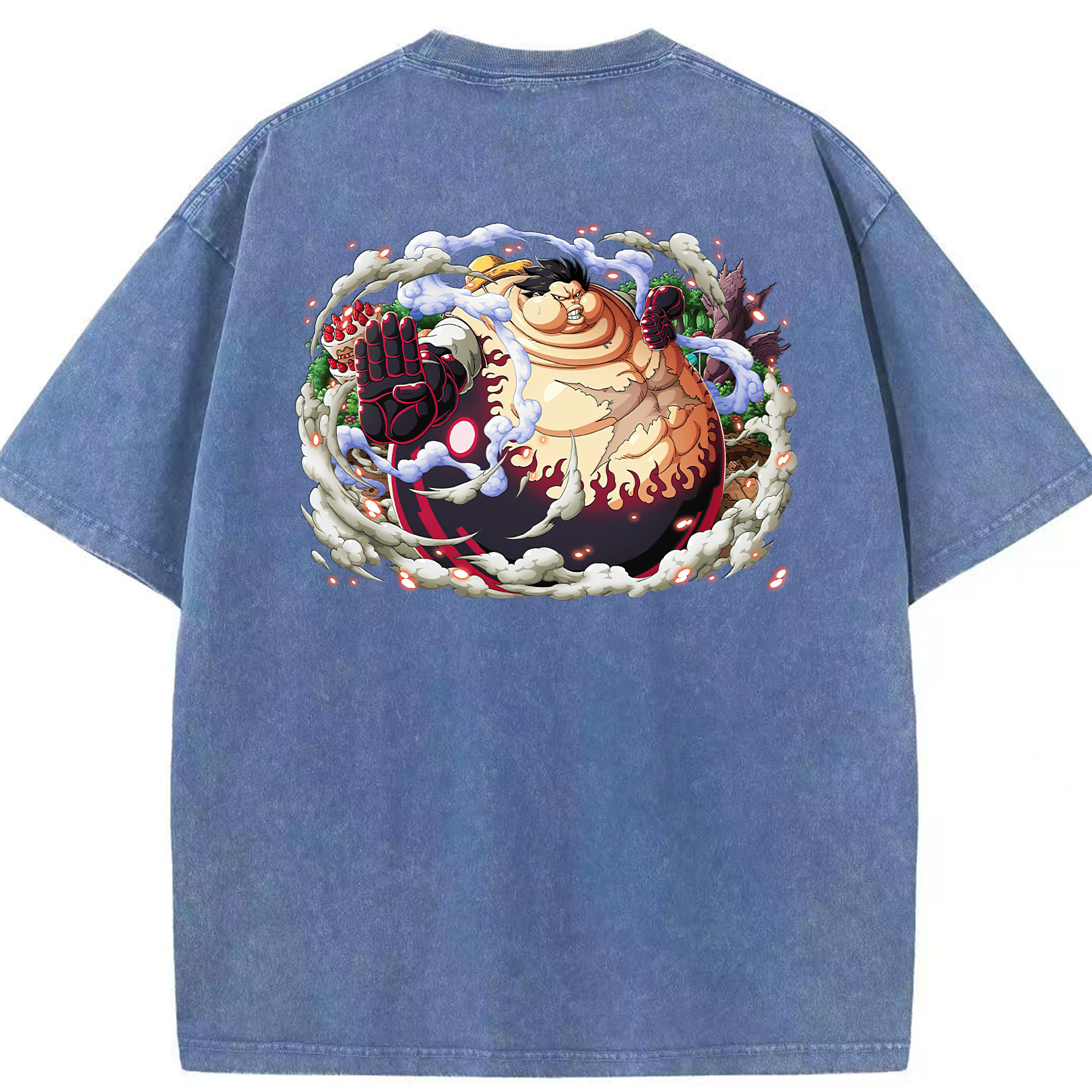 ワンピース モンキー・D・ルフィ ONE PIECE Monkey D. Luffy 綿100% ヴィンテージ風 半袖Tシャツ（背面プリント）