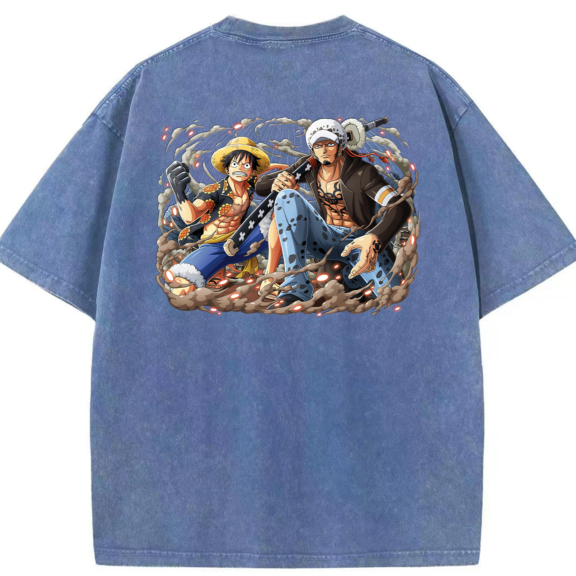 ワンピース モンキー・D・ルフィ ONE PIECE Monkey D. Luffy 綿100% ヴィンテージ風 半袖Tシャツ（背面プリント）