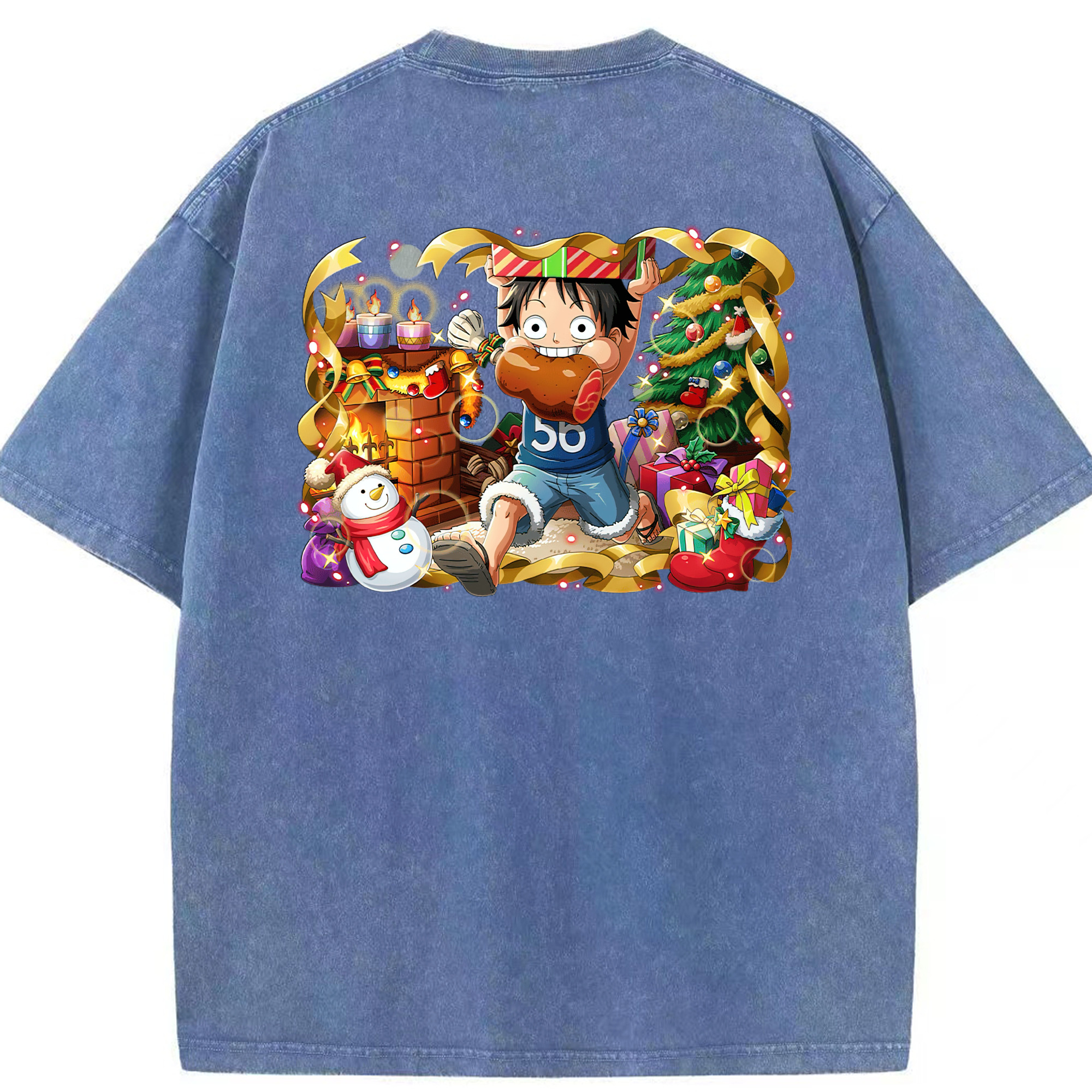 ワンピース モンキー・D・ルフィ ONE PIECE Monkey D. Luffy 綿100% ヴィンテージ風 半袖Tシャツ（背面プリント）