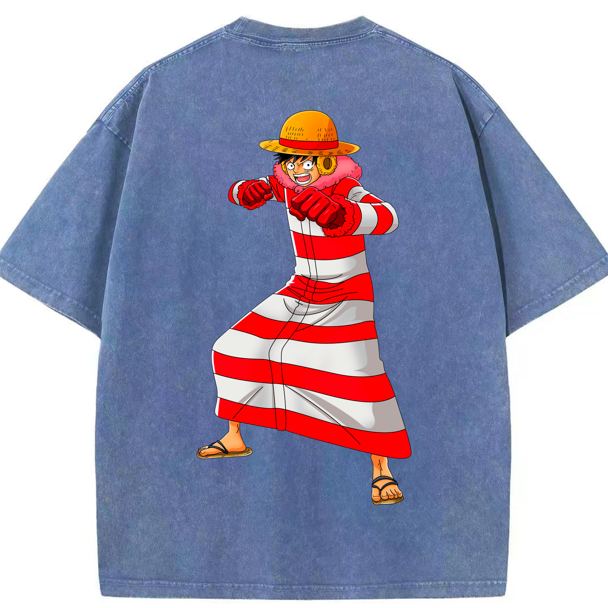 ワンピース モンキー・D・ルフィ ONE PIECE Monkey D. Luffy 綿100% ヴィンテージ風 半袖Tシャツ（背面プリント）