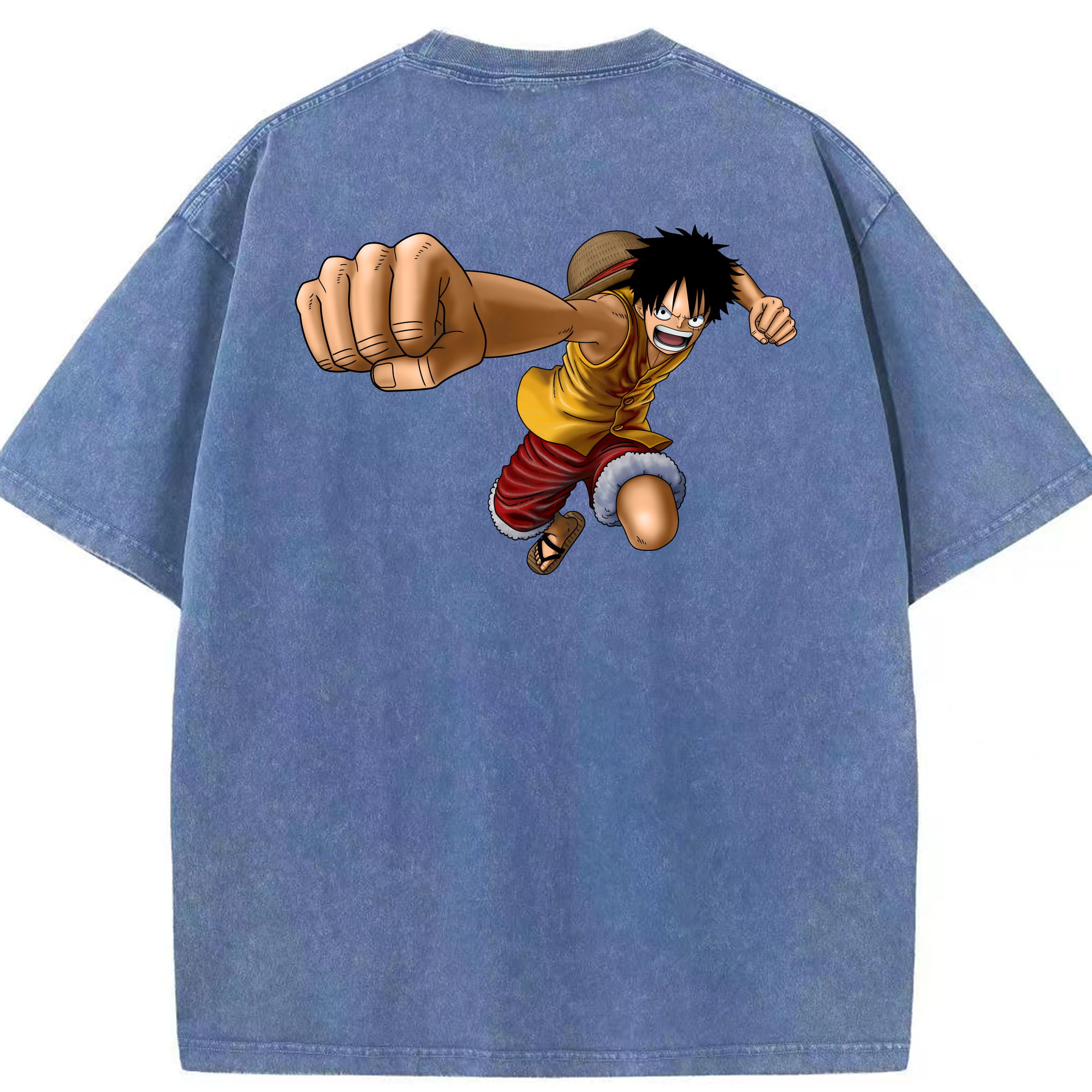 ワンピース モンキー・D・ルフィ ONE PIECE Monkey D. Luffy 綿100% ヴィンテージ風 半袖Tシャツ（背面プリント）
