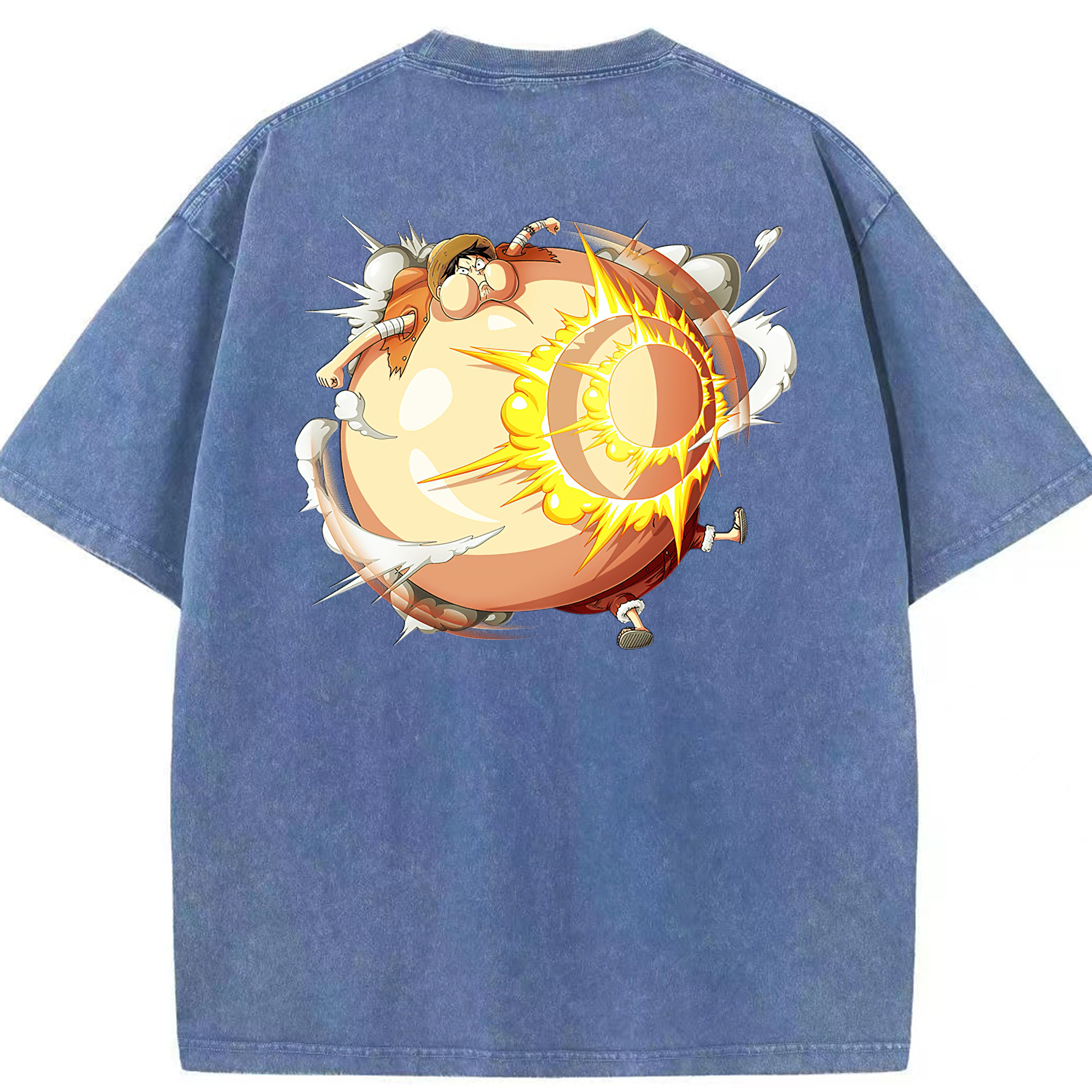 ワンピース モンキー・D・ルフィ ONE PIECE Monkey D. Luffy 綿100% ヴィンテージ風 半袖Tシャツ（背面プリント）