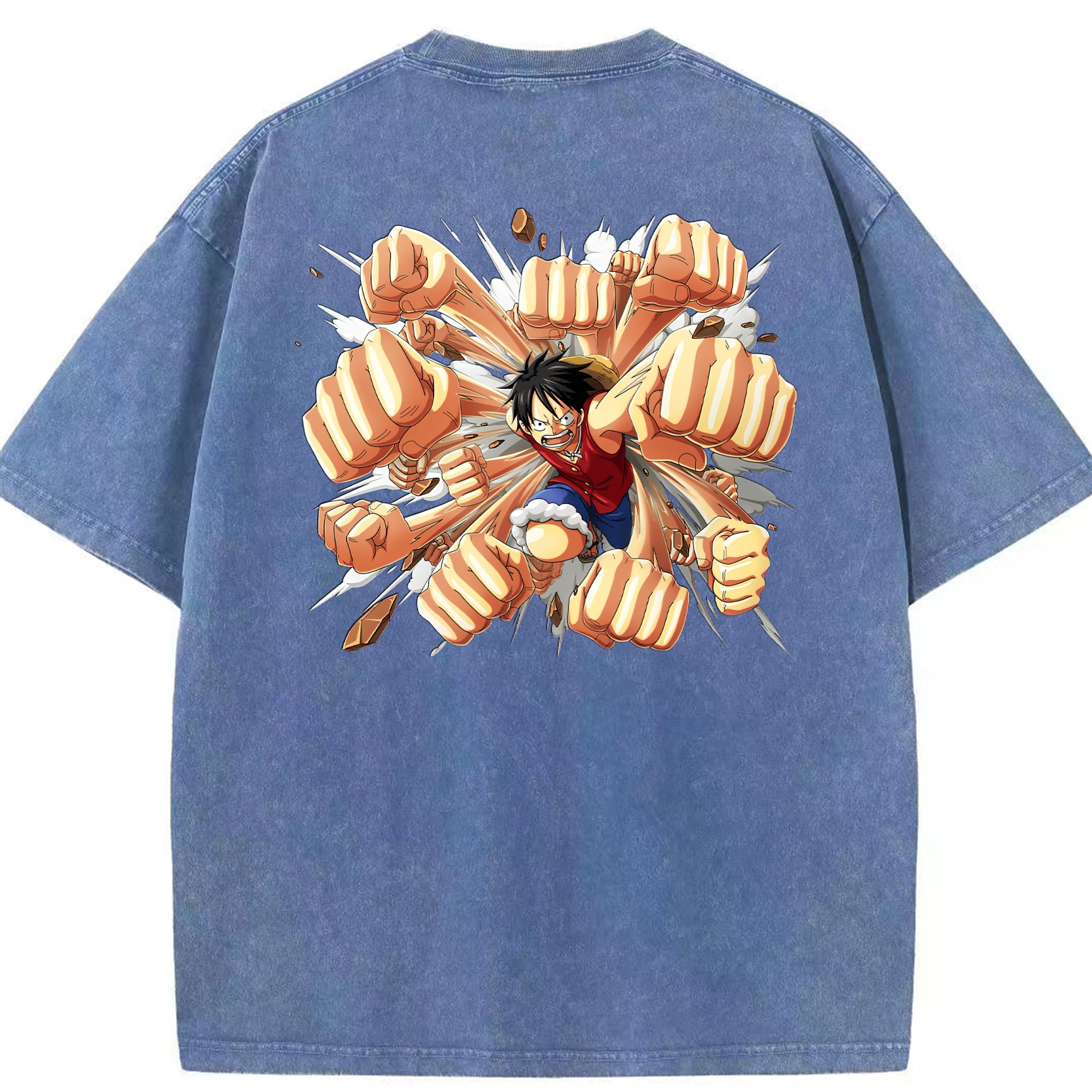 ワンピース モンキー・D・ルフィ ONE PIECE Monkey D. Luffy 綿100% ヴィンテージ風 半袖Tシャツ（背面プリント）