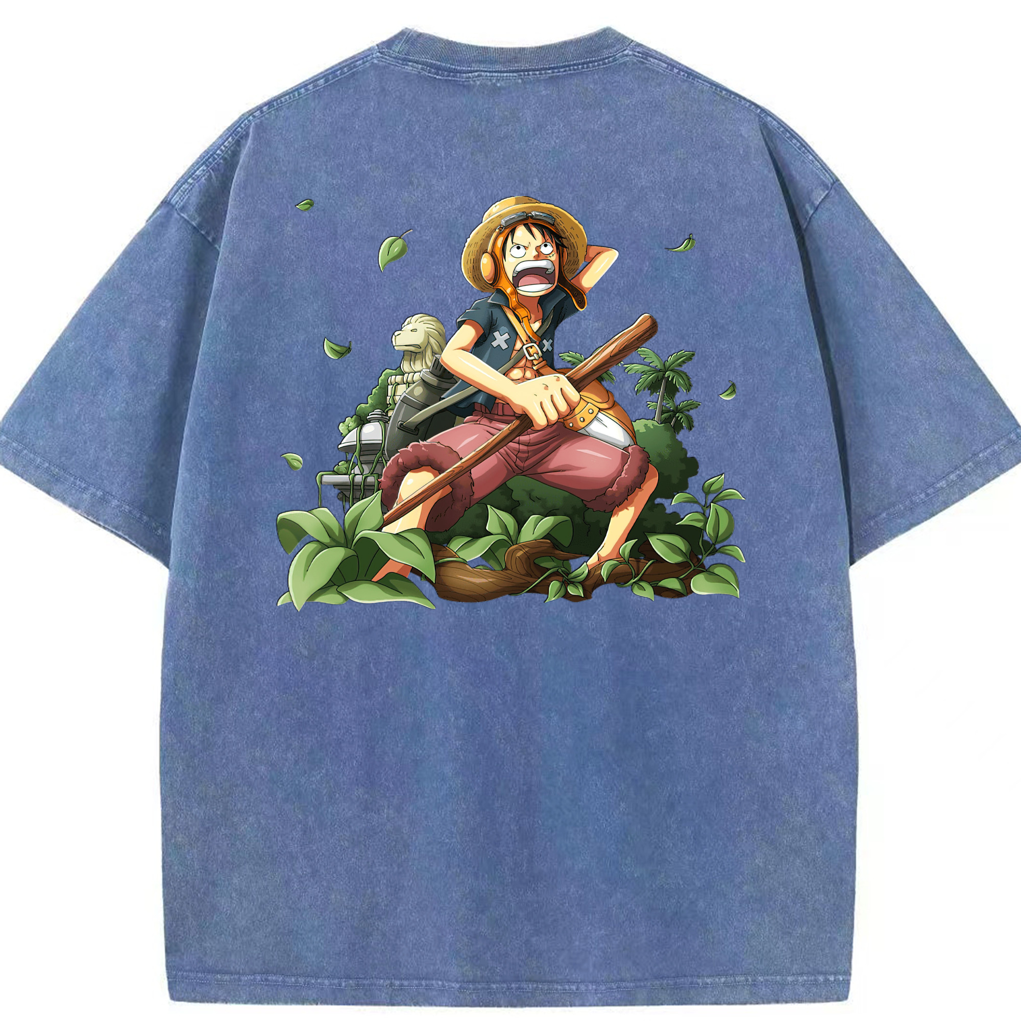ワンピース モンキー・D・ルフィ ONE PIECE Monkey D. Luffy 綿100% ヴィンテージ風 半袖Tシャツ（背面プリント）