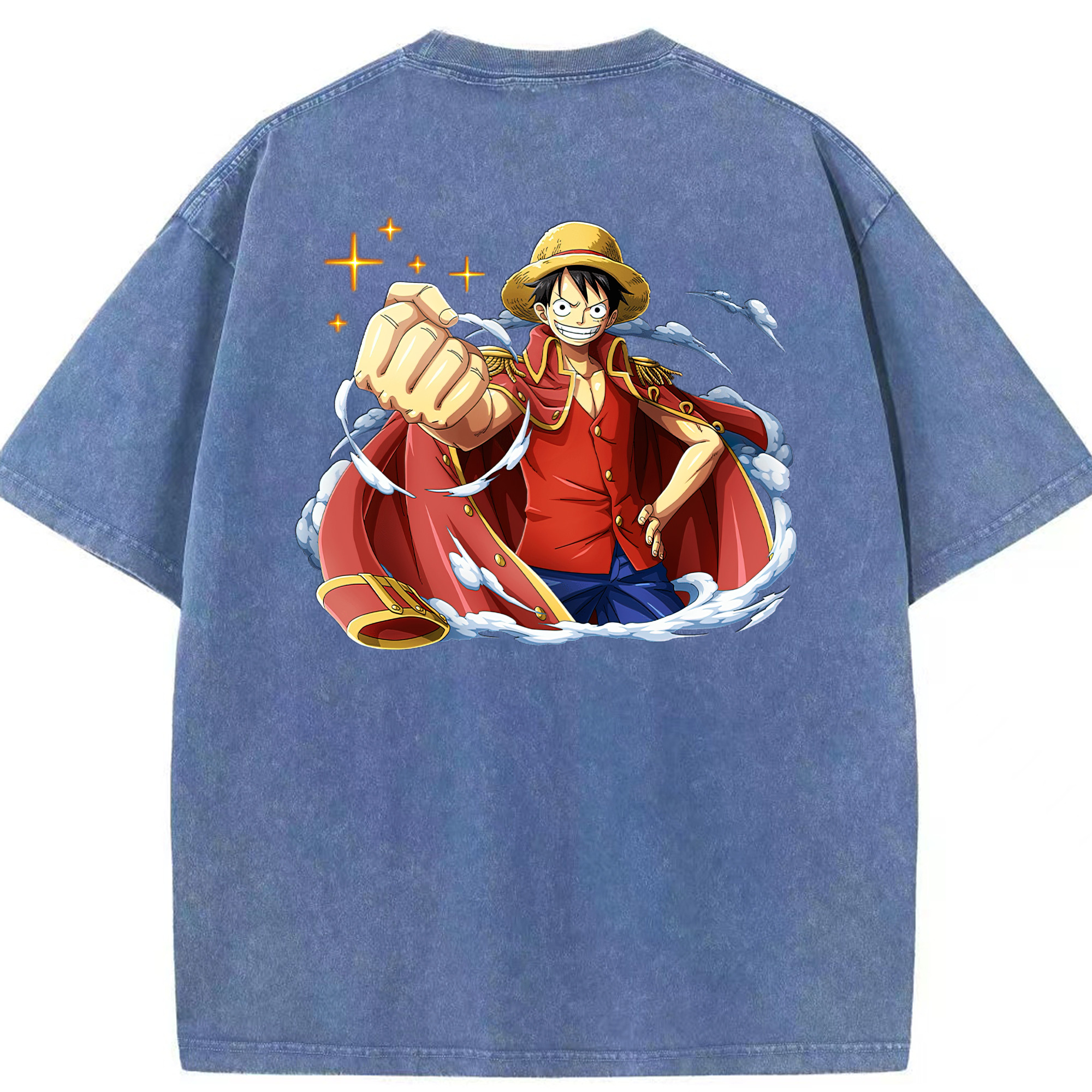 ワンピース モンキー・D・ルフィ ONE PIECE Monkey D. Luffy 綿100% ヴィンテージ風 半袖Tシャツ（背面プリント）