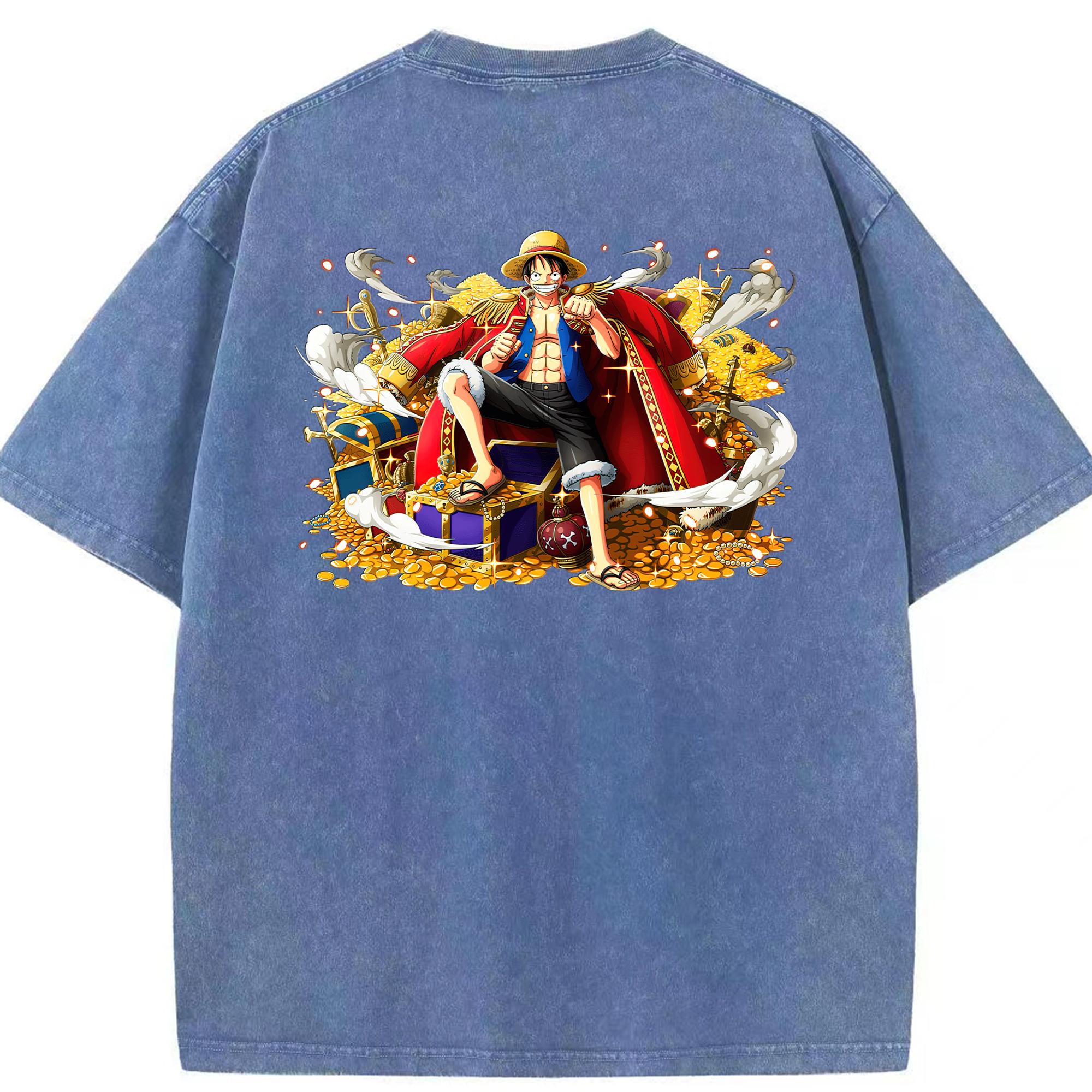ワンピース モンキー・D・ルフィ ONE PIECE Monkey D. Luffy 綿100% ヴィンテージ風 半袖Tシャツ（背面プリント）